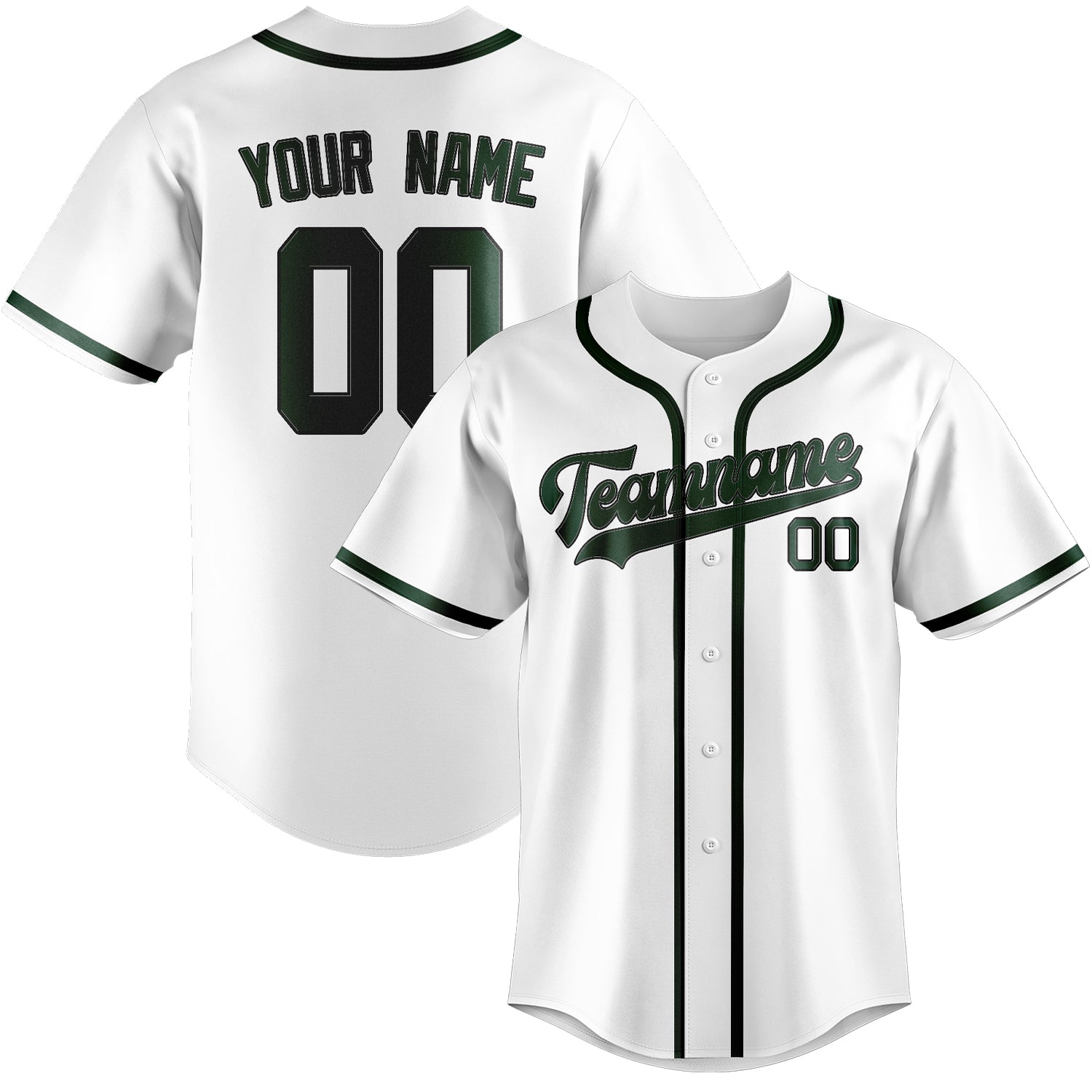 Maillot de baseball personnalisé blanc et vert