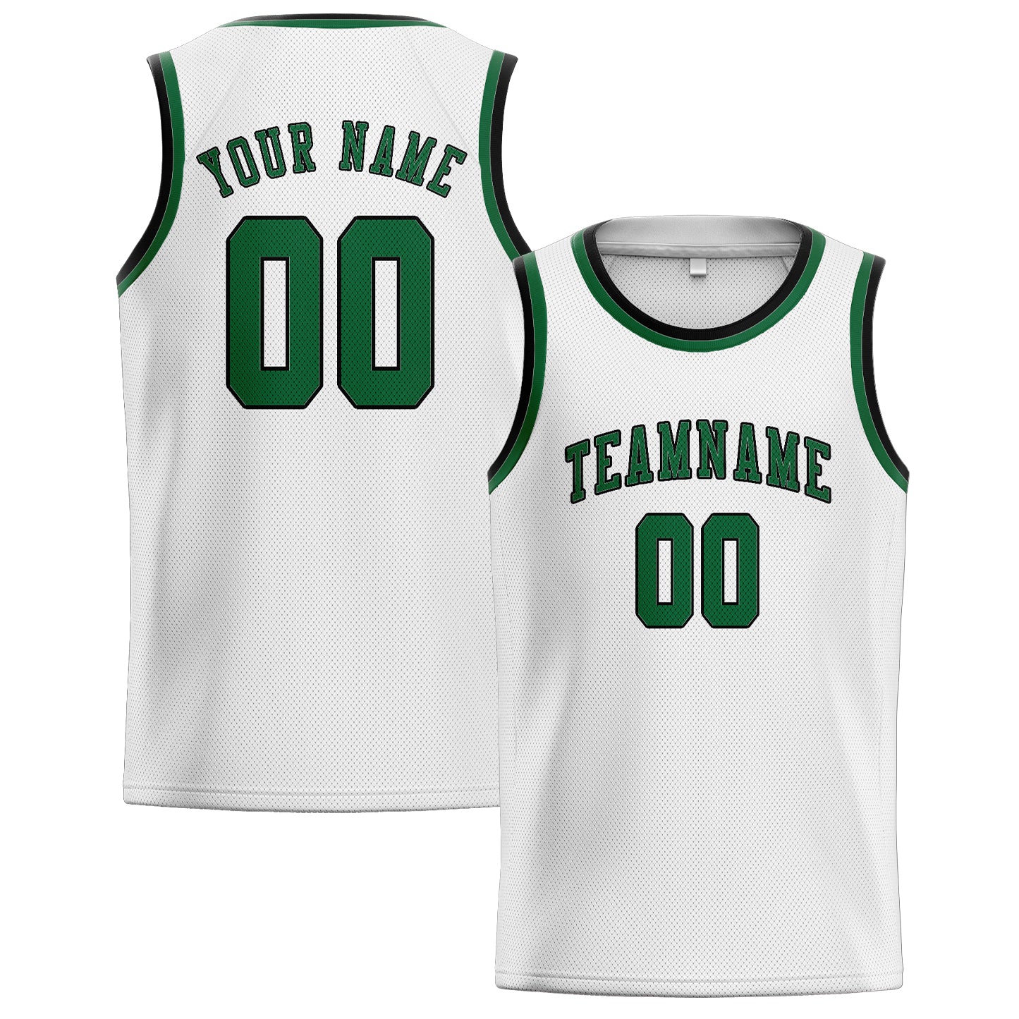 Maillot de basketball personnalisé blanc et vert