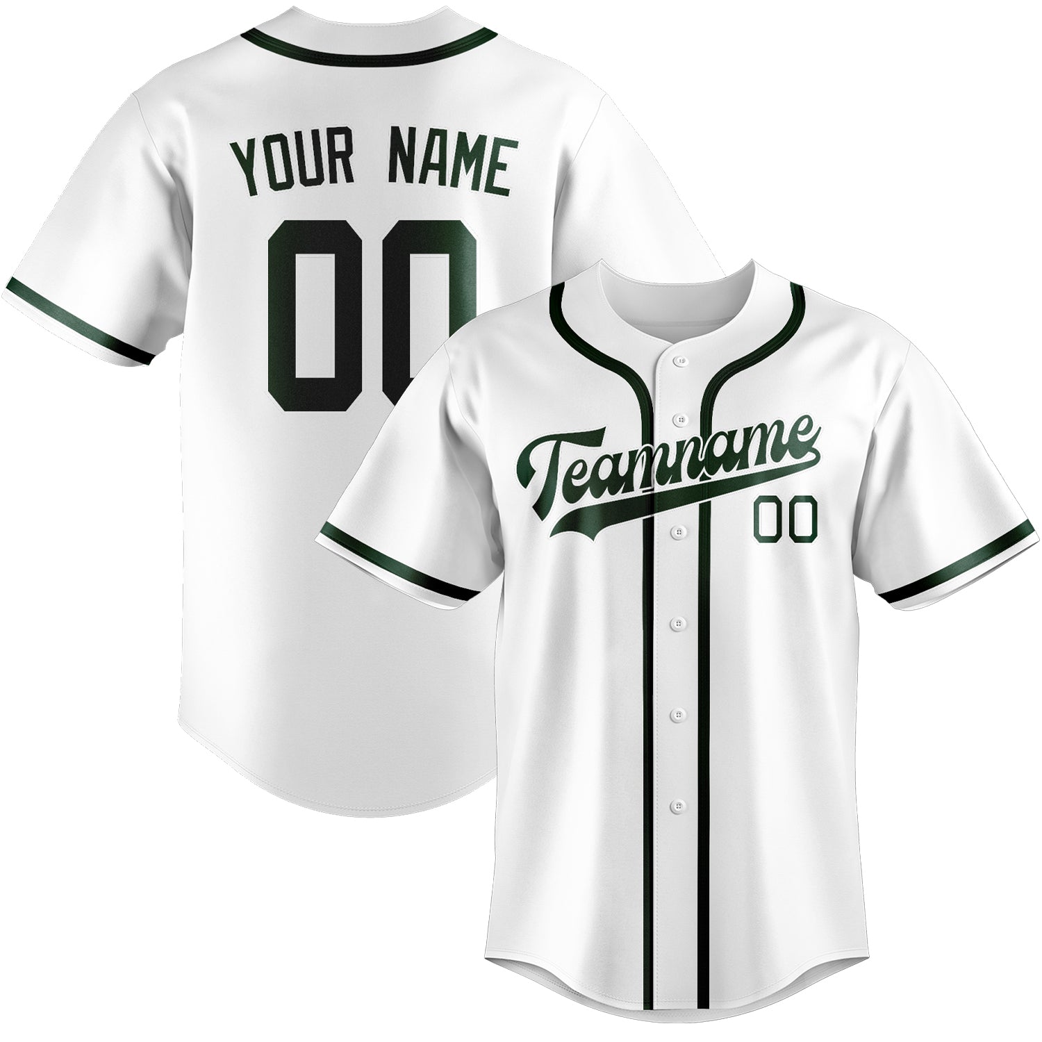 Maillot de baseball personnalisé blanc et vert