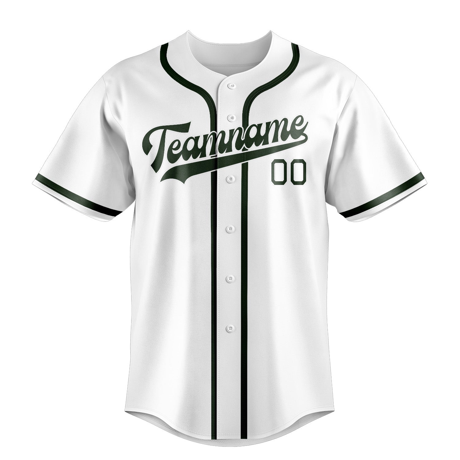 Maillot de baseball personnalisé blanc et vert foncé