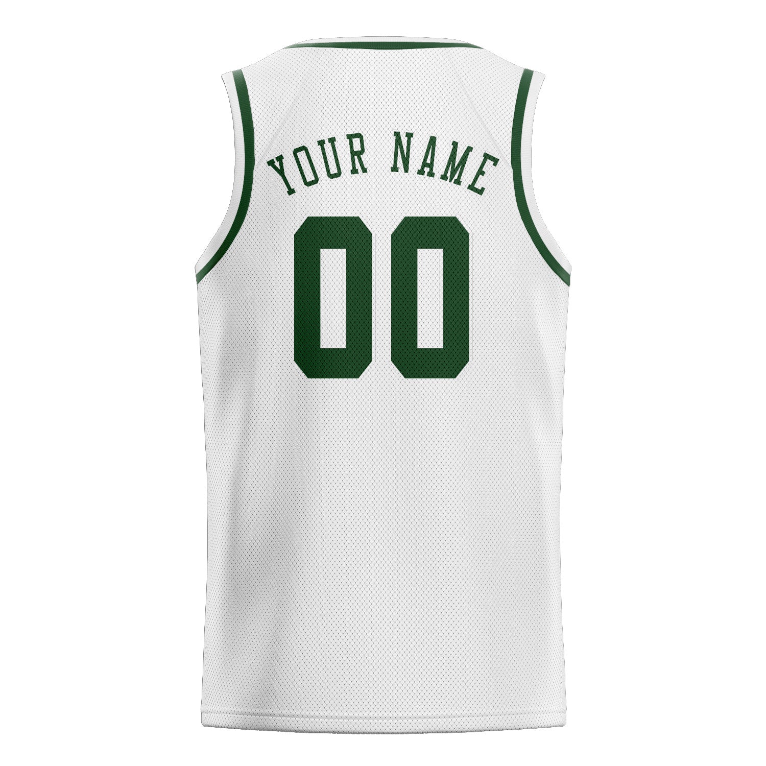 Maillot de basketball personnalisé blanc et vert foncé