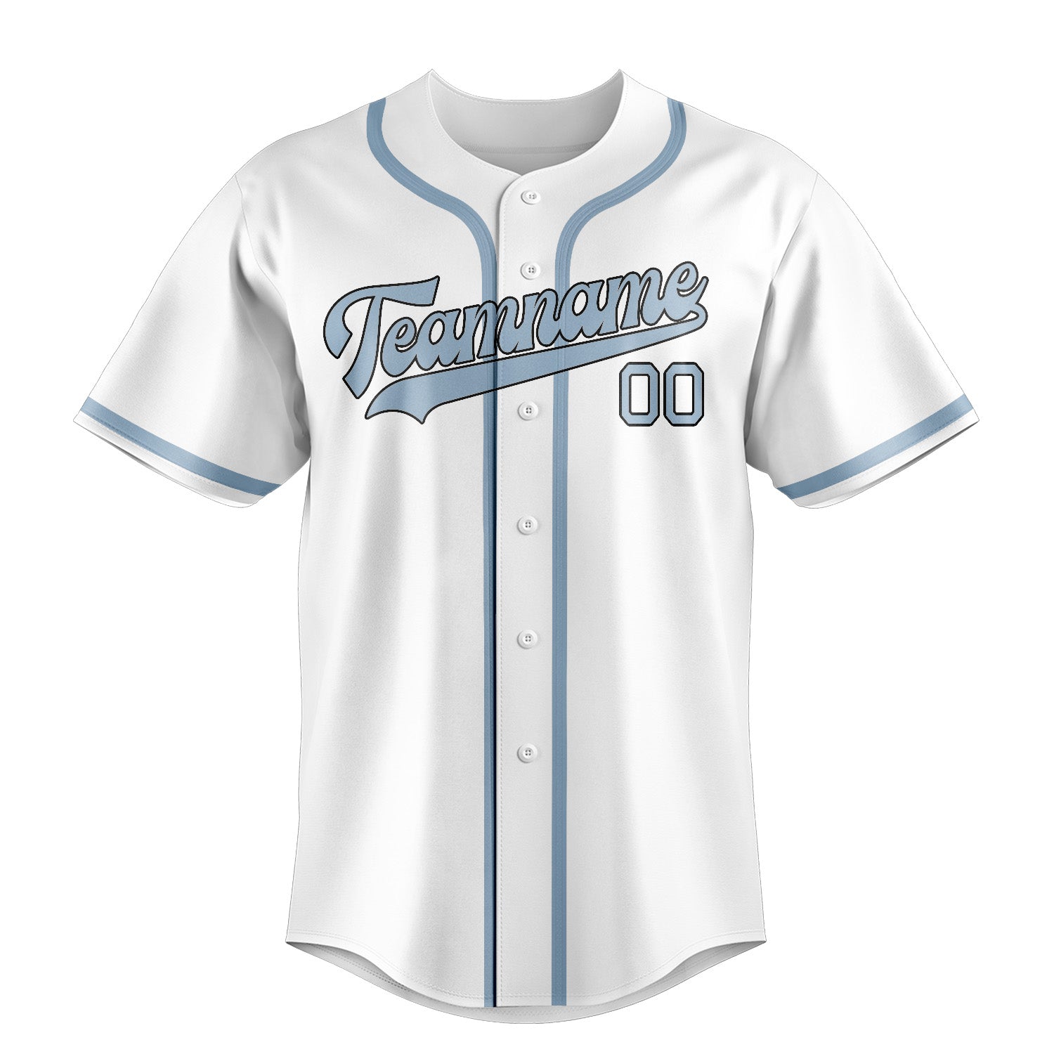 Maillot de baseball personnalisé blanc et bleu clair