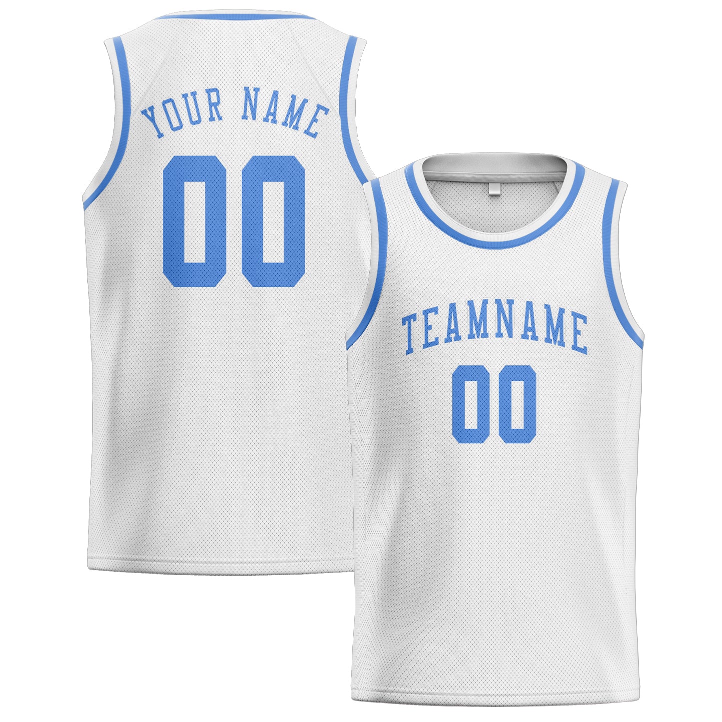 Maillot de basketball personnalisé blanc et bleu clair