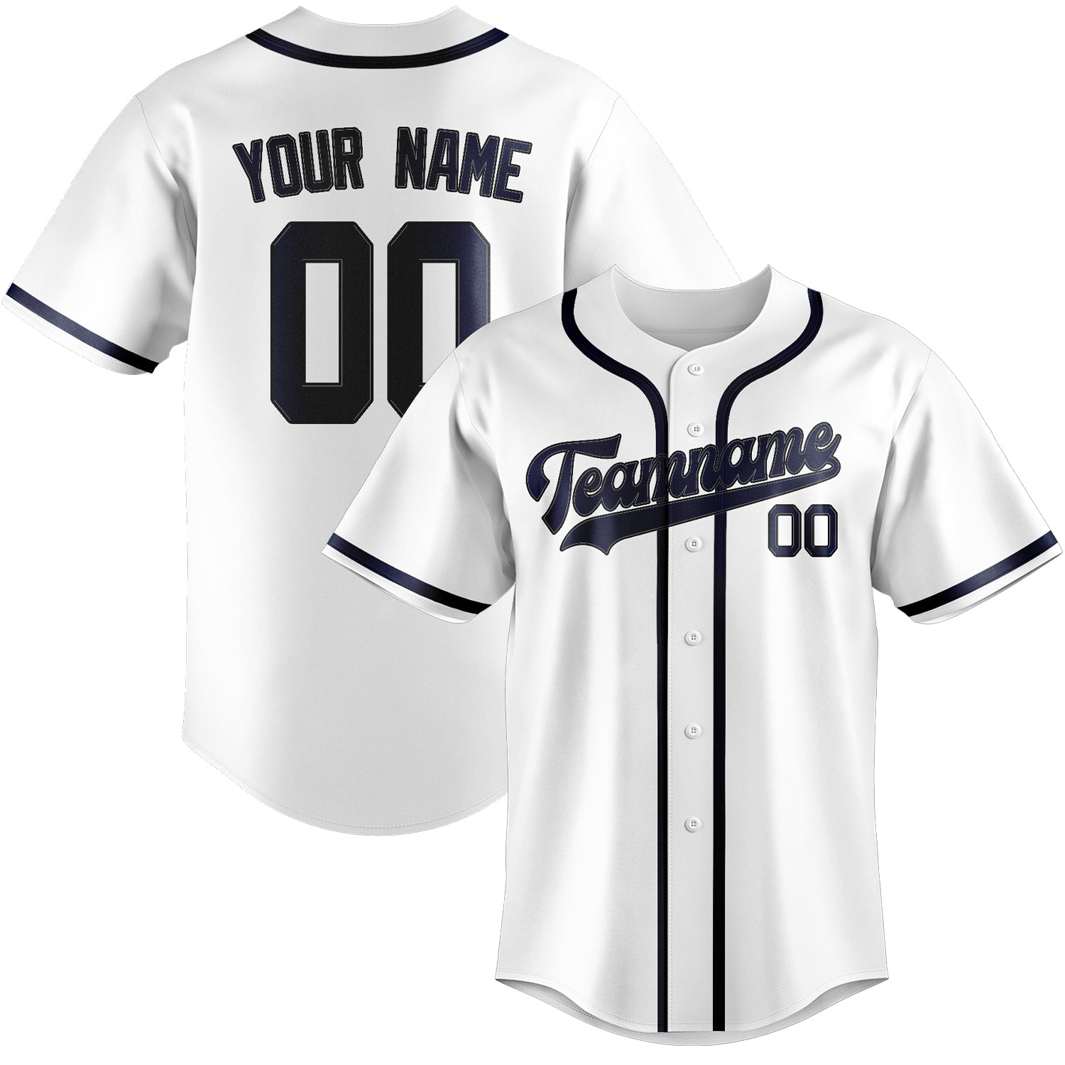 Maillot de baseball personnalisé blanc et bleu