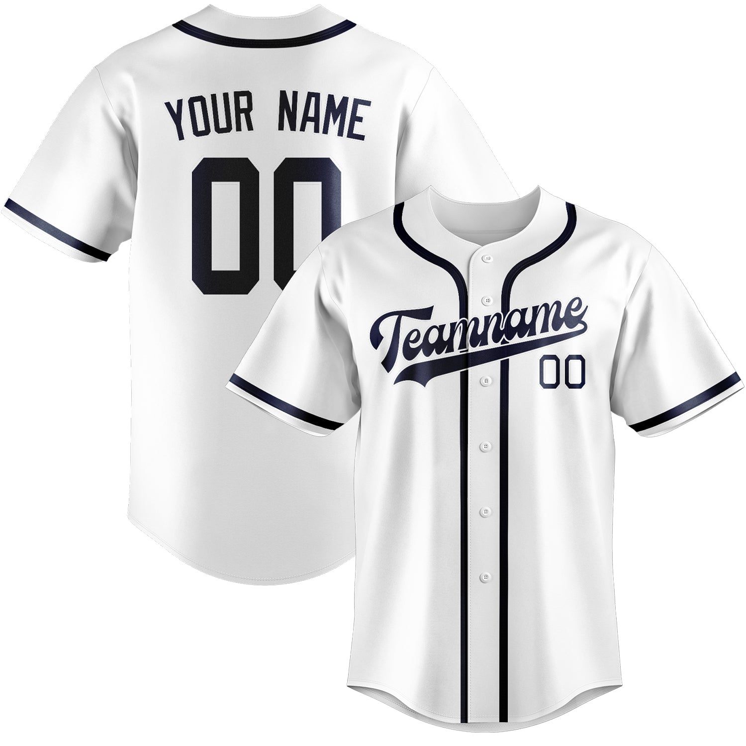 Maillot de baseball personnalisé blanc et bleu