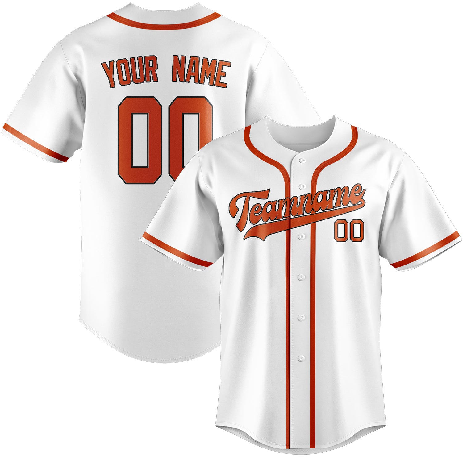 Maillot de baseball personnalisé blanc, orange et rouge