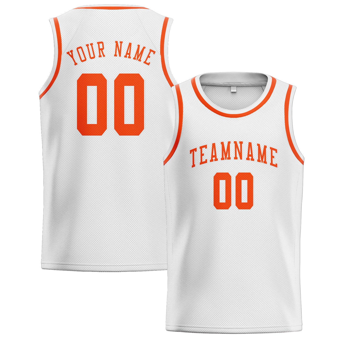 Maillot de basketball personnalisé blanc, orange et rouge