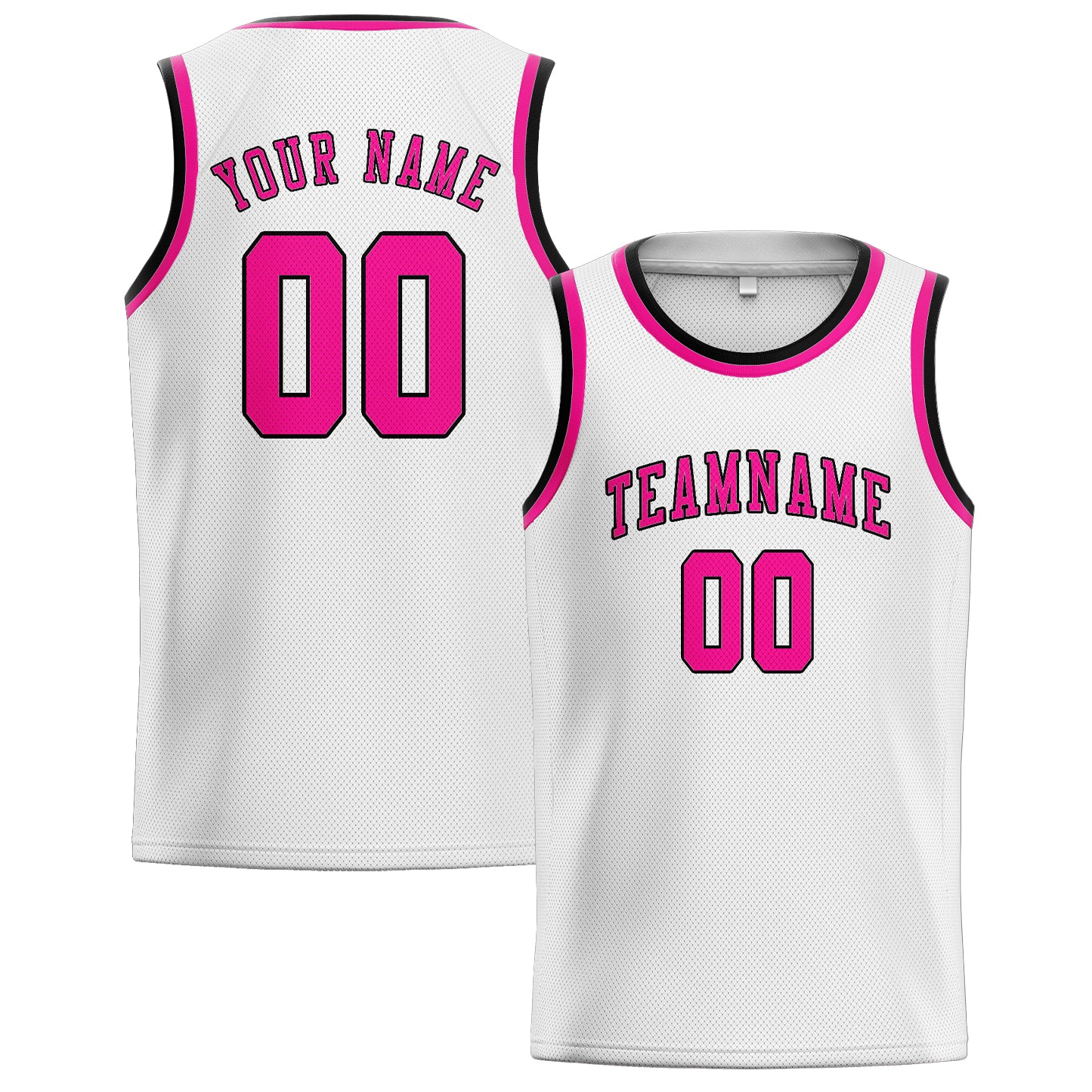 Maillot de basketball personnalisé blanc et rose