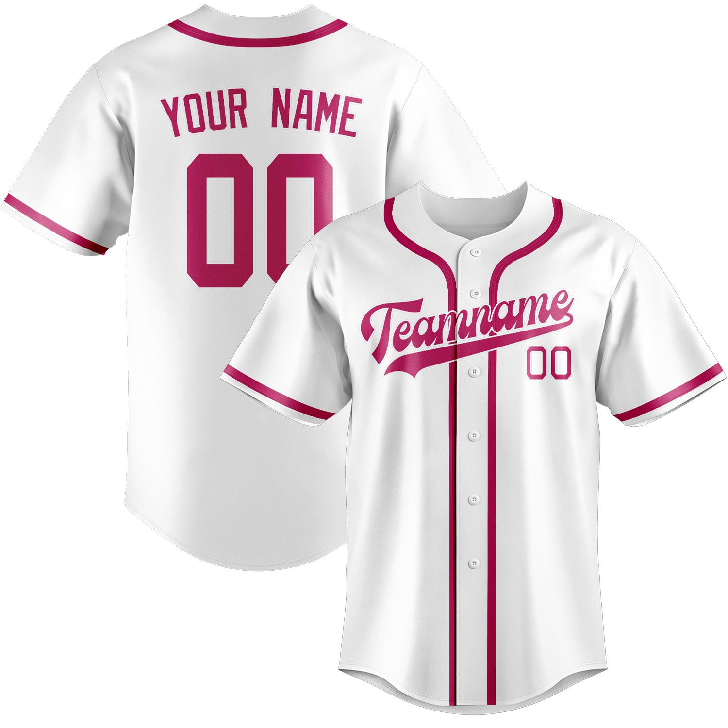 Maillot de baseball personnalisé blanc et rose