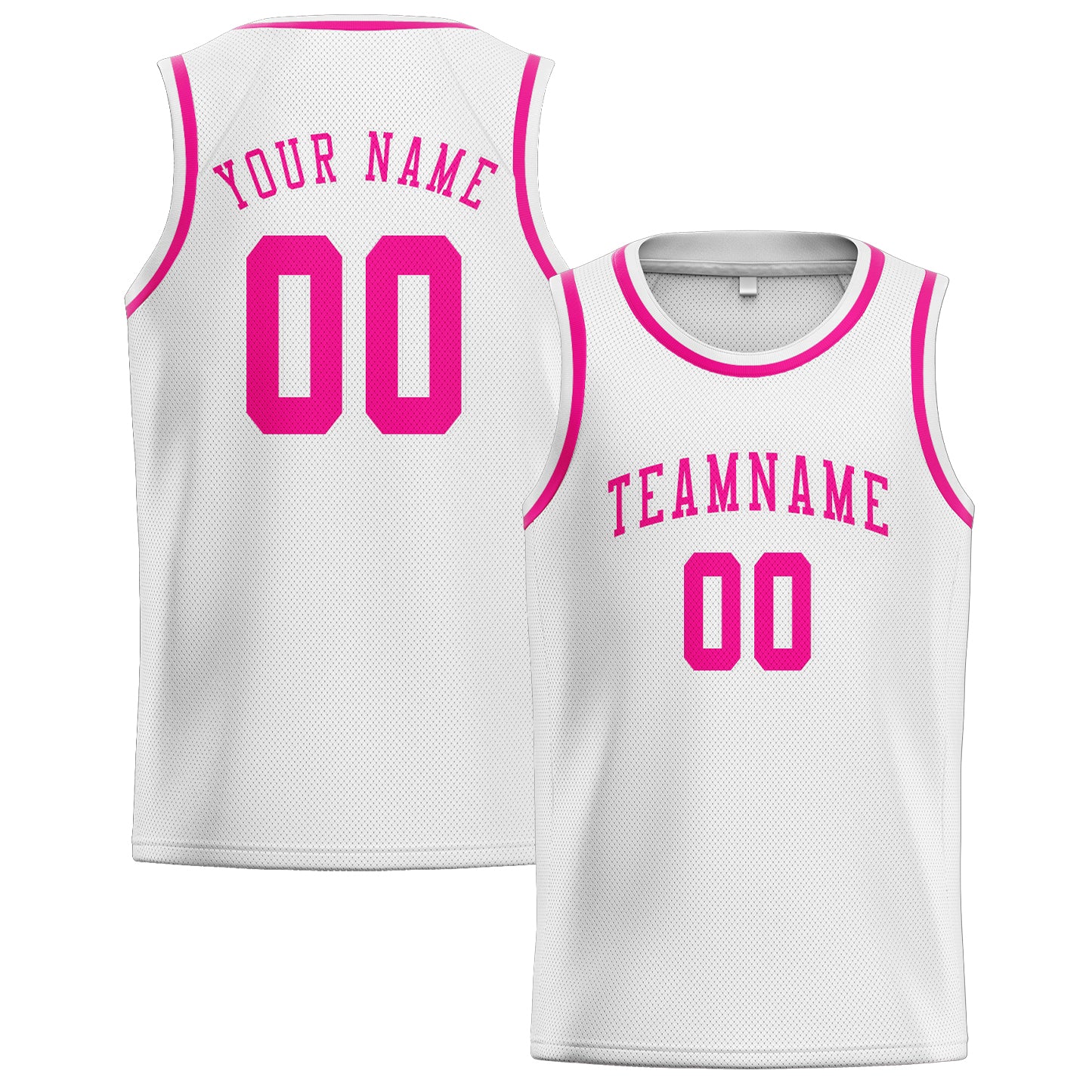 Maillot de basketball personnalisé blanc et rose