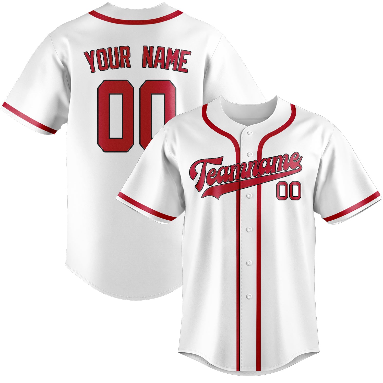 Maillot de baseball blanc et rouge personnalisé