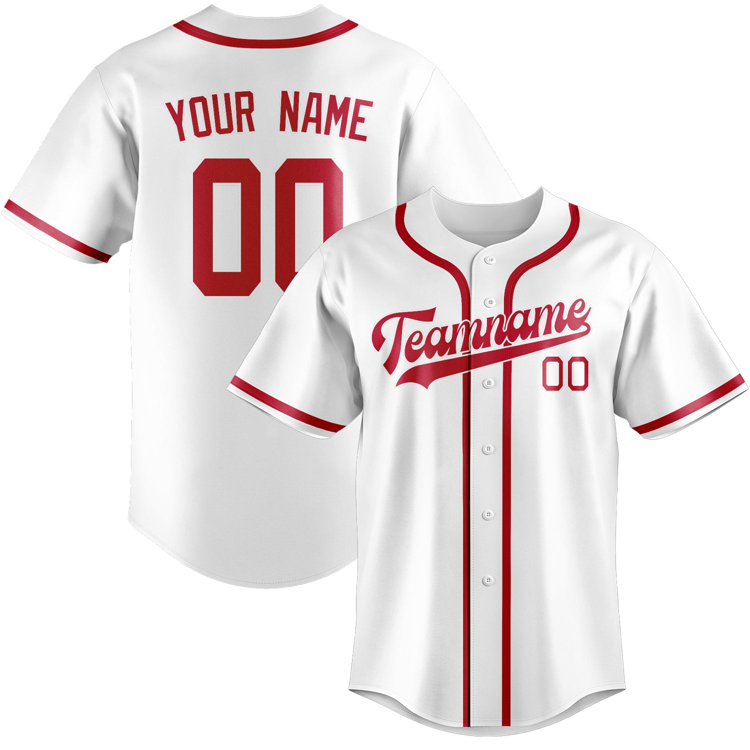 Maillot de baseball blanc et rouge personnalisé