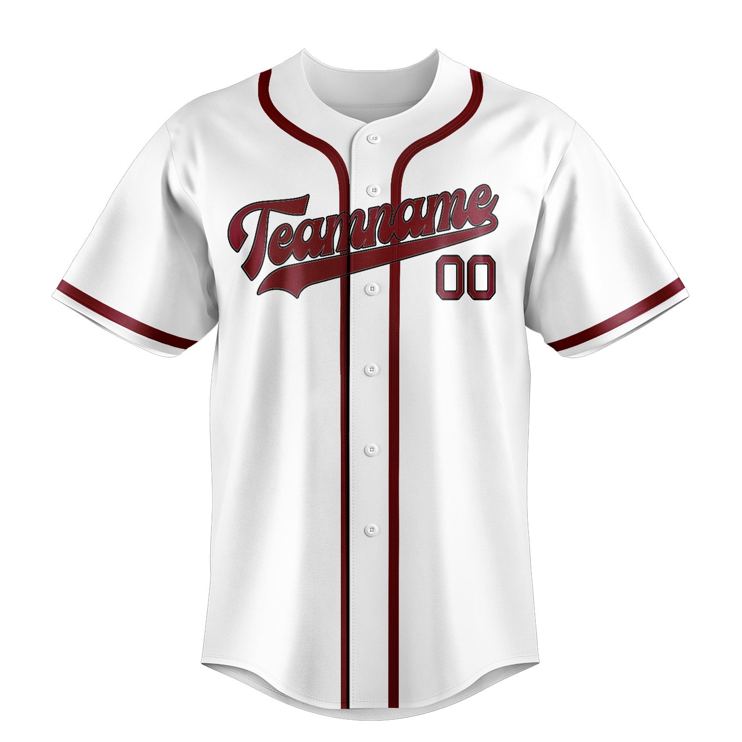 Maillot de baseball personnalisé blanc et rouge cramoisi