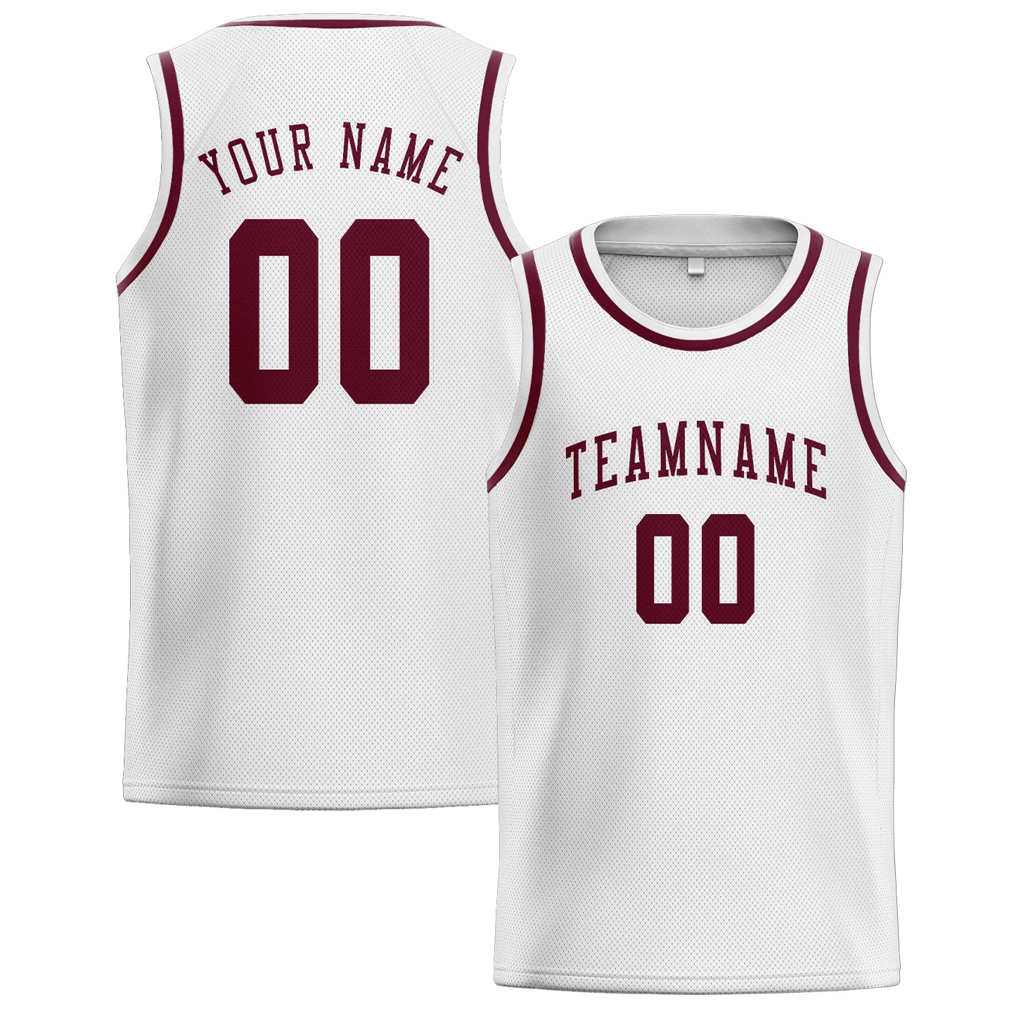 Maillot de basketball personnalisé blanc et rouge cramoisi