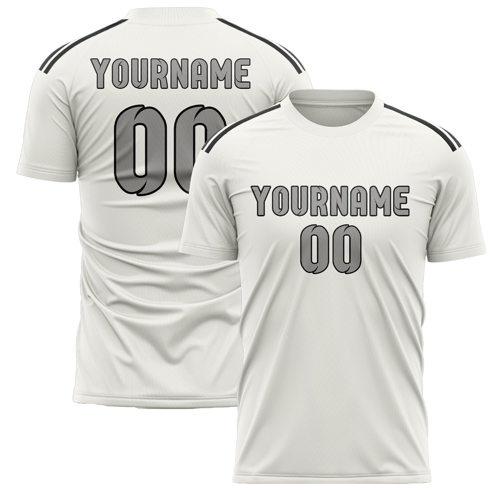 Maillot de football personnalisé blanc et gris