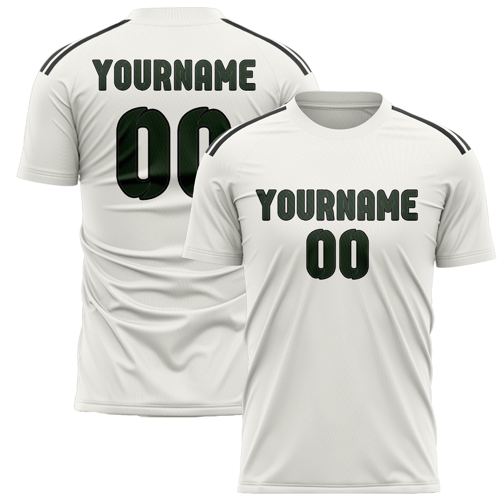 Maillot de football personnalisé blanc et vert foncé