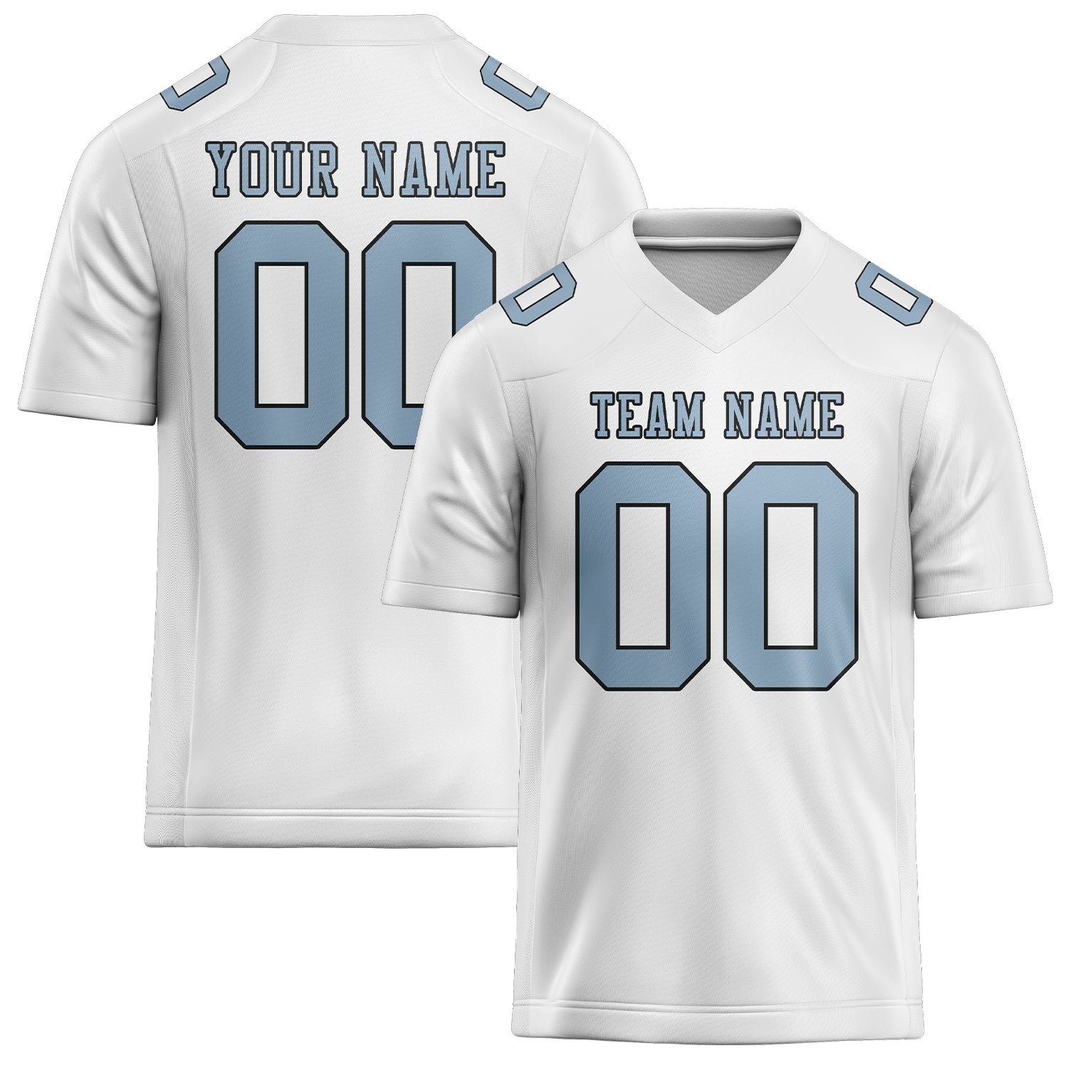 Maillot de football personnalisé blanc et bleu clair