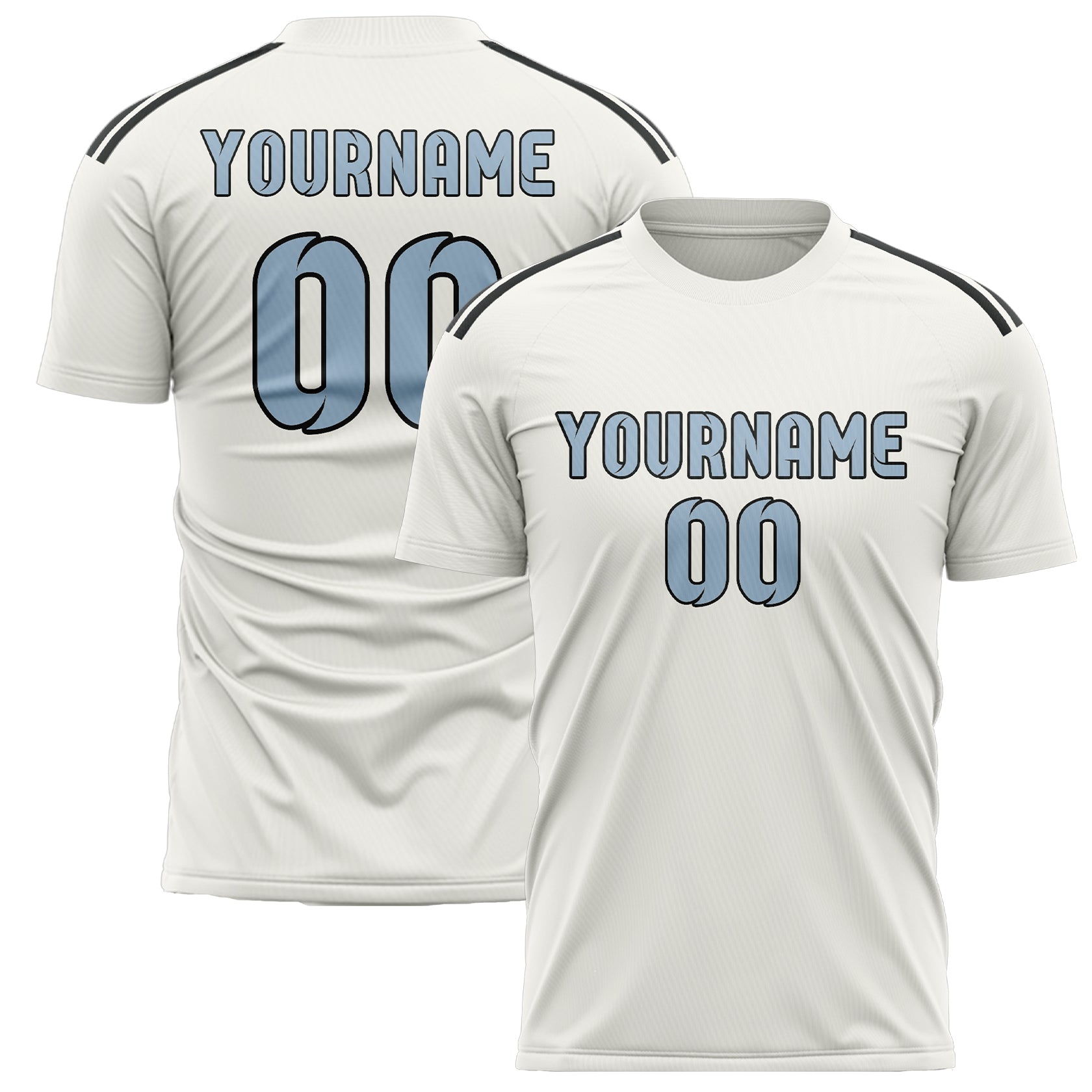 Maillot de football personnalisé blanc et bleu clair