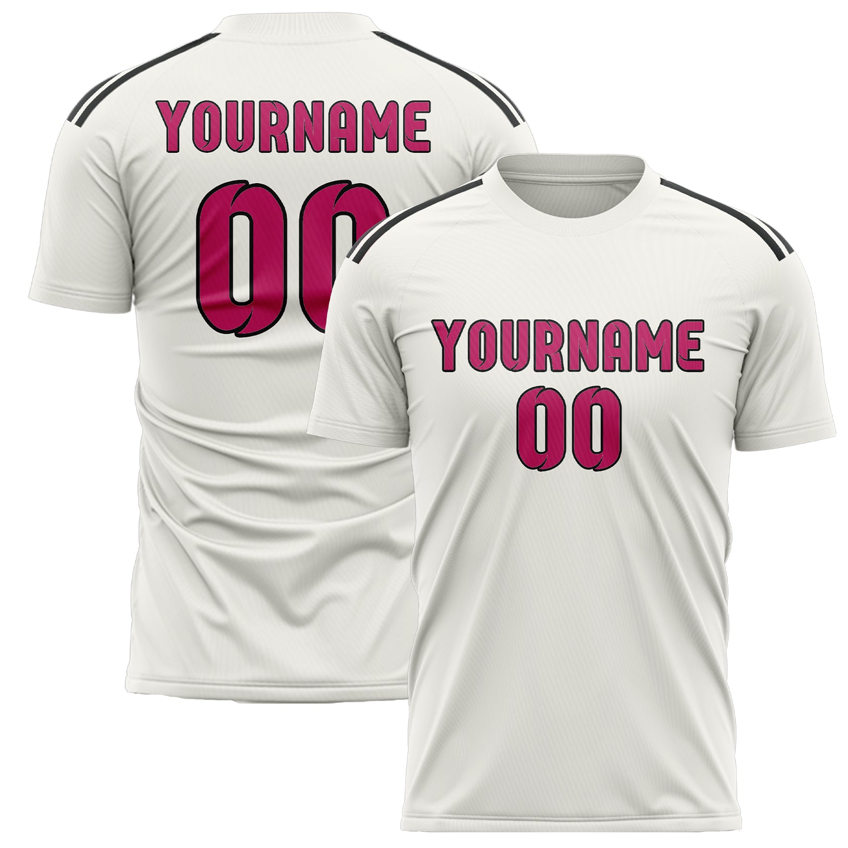 Maillot de football personnalisé blanc et rose