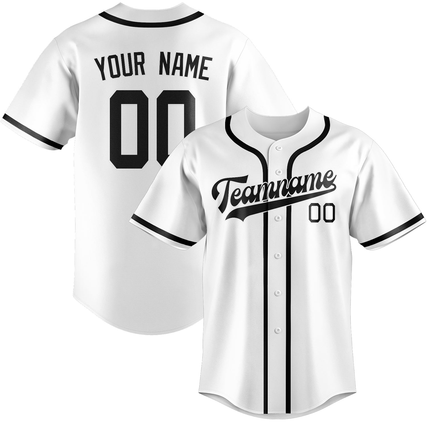 Maillot de baseball personnalisé blanc et noir