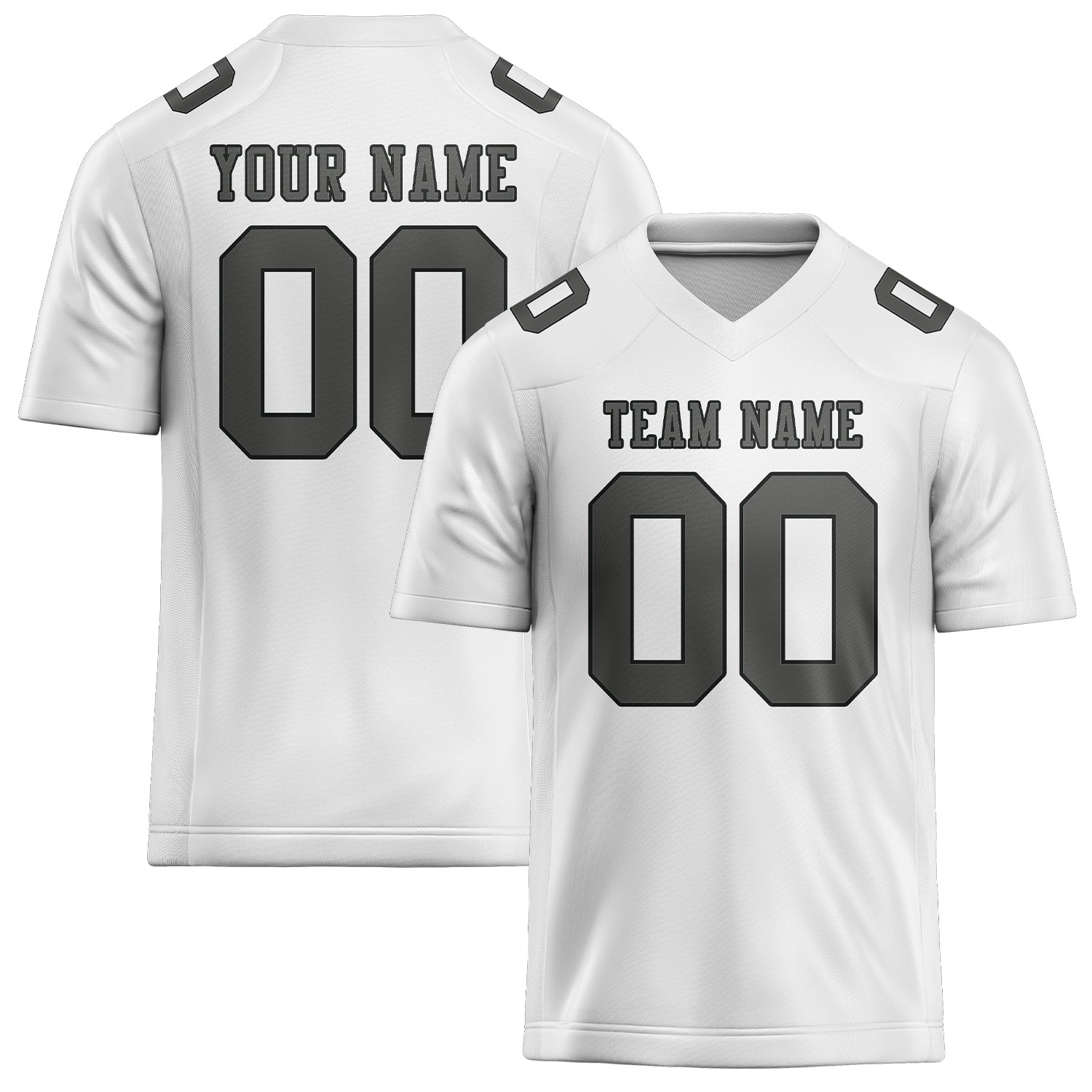 Maillot de football personnalisé blanc et gris foncé