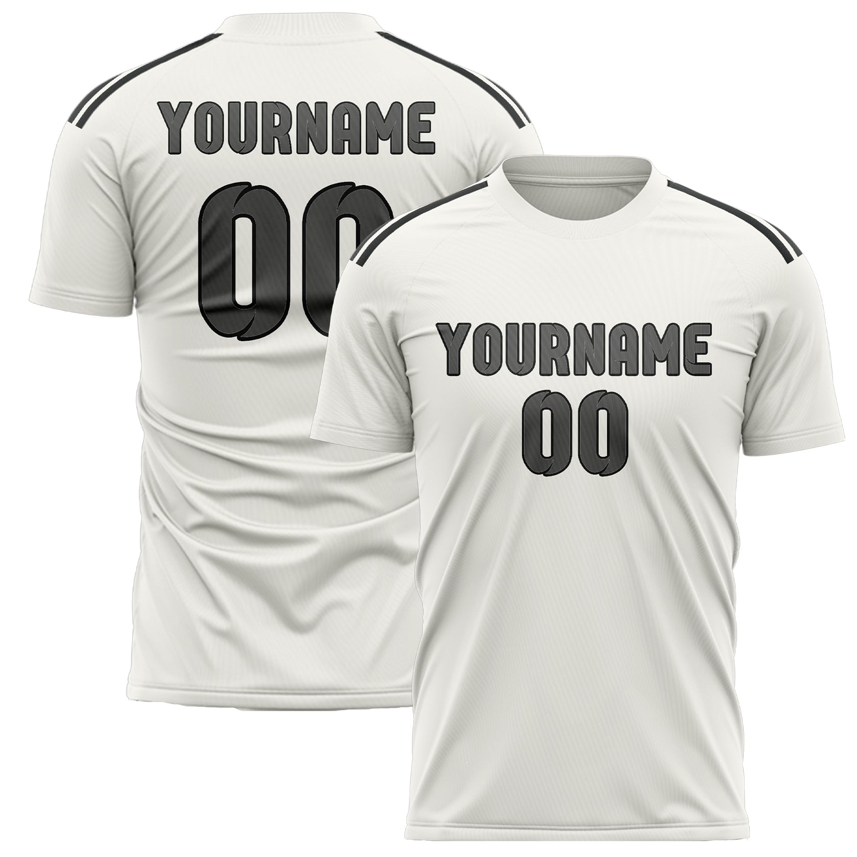 Maillot de football personnalisé blanc et gris foncé
