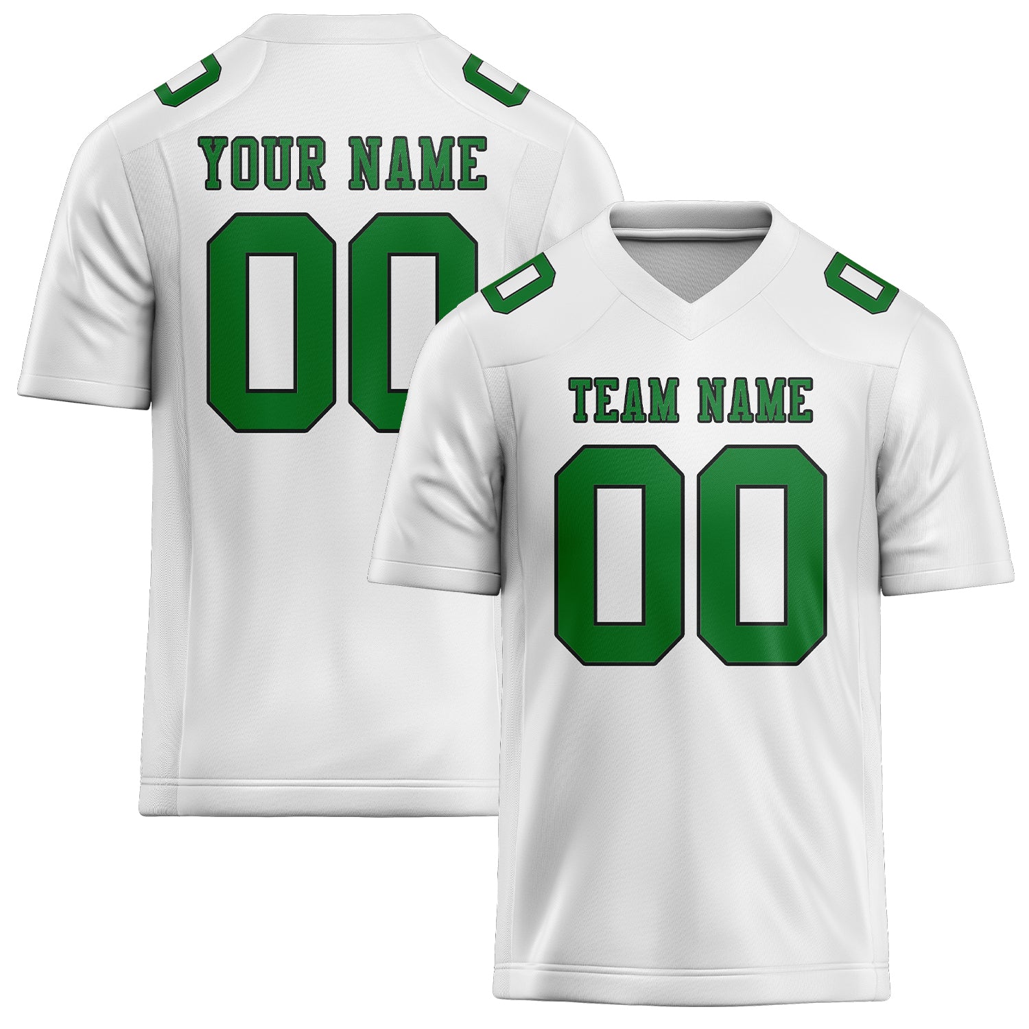 Maillot de football personnalisé blanc et vert émeraude