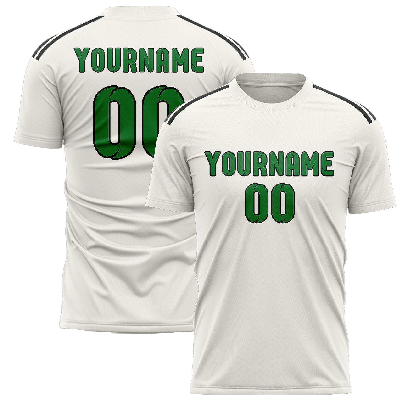 Maillot de football personnalisé blanc et vert émeraude