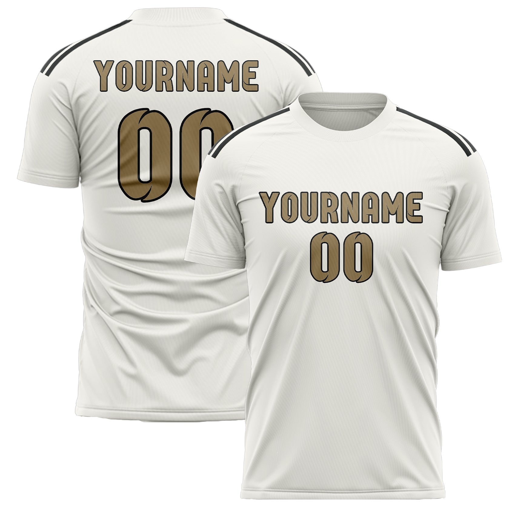 Maillot de football personnalisé blanc et kaki clair