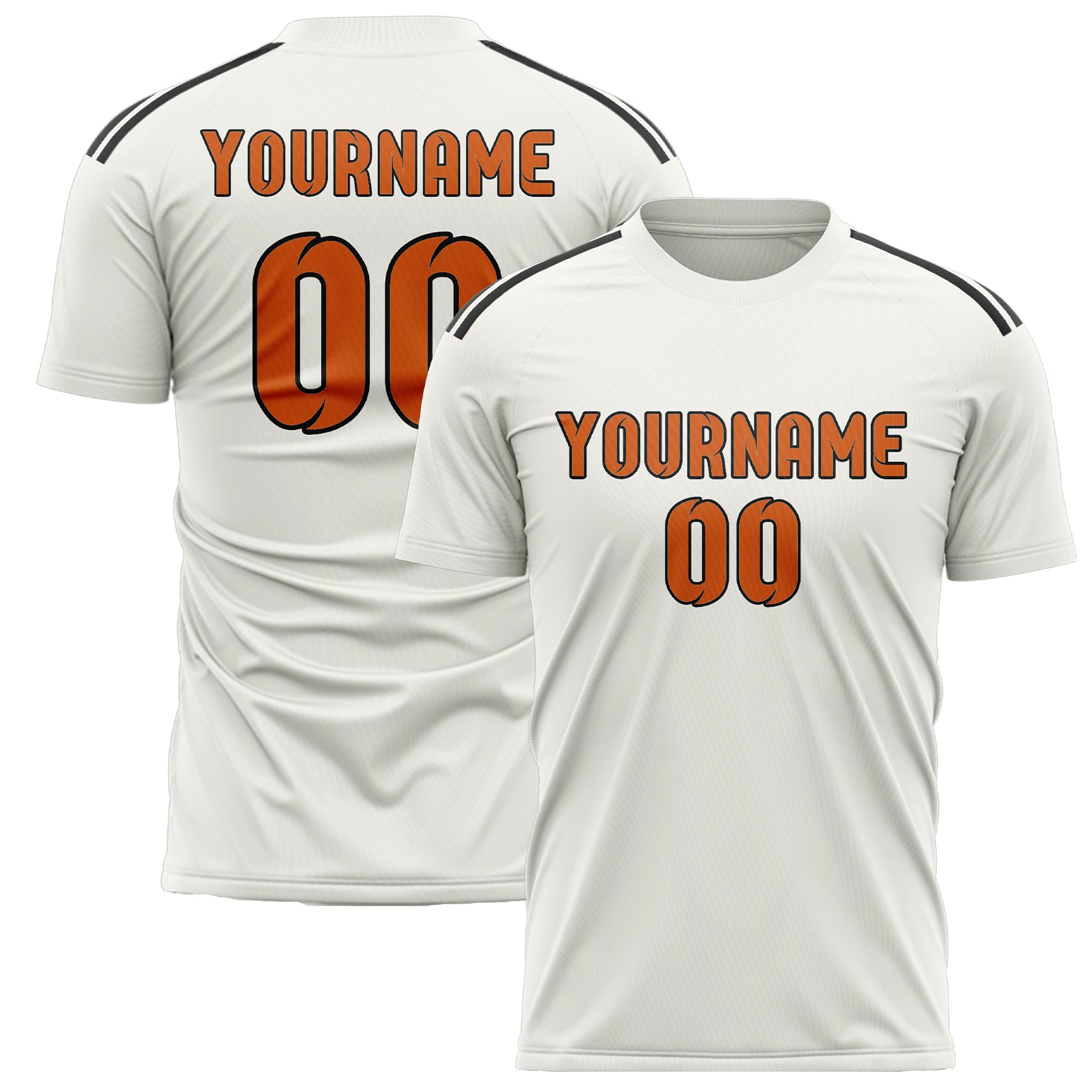 Maillot de football personnalisé blanc et orange