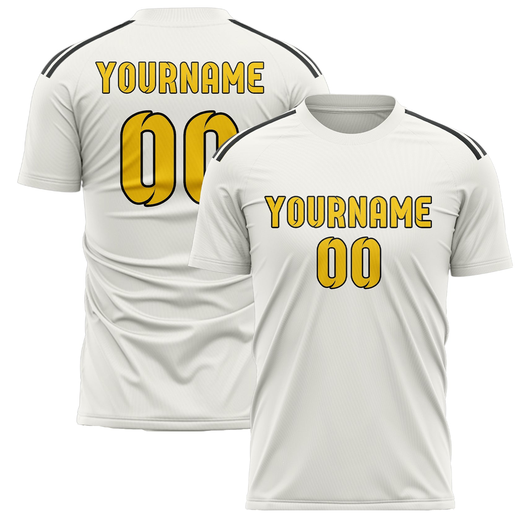 Maillot de football personnalisé blanc et or
