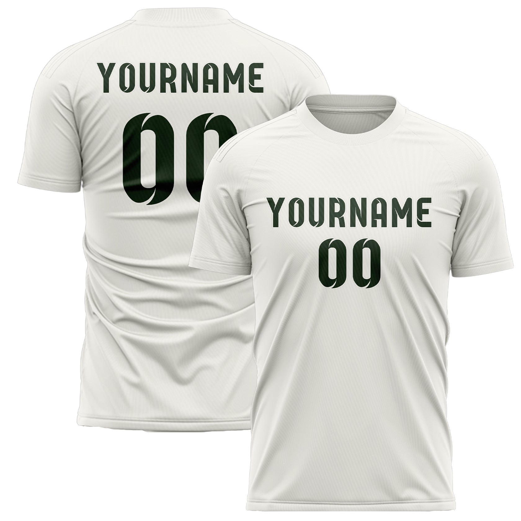 Maillot de football personnalisé blanc et vert foncé