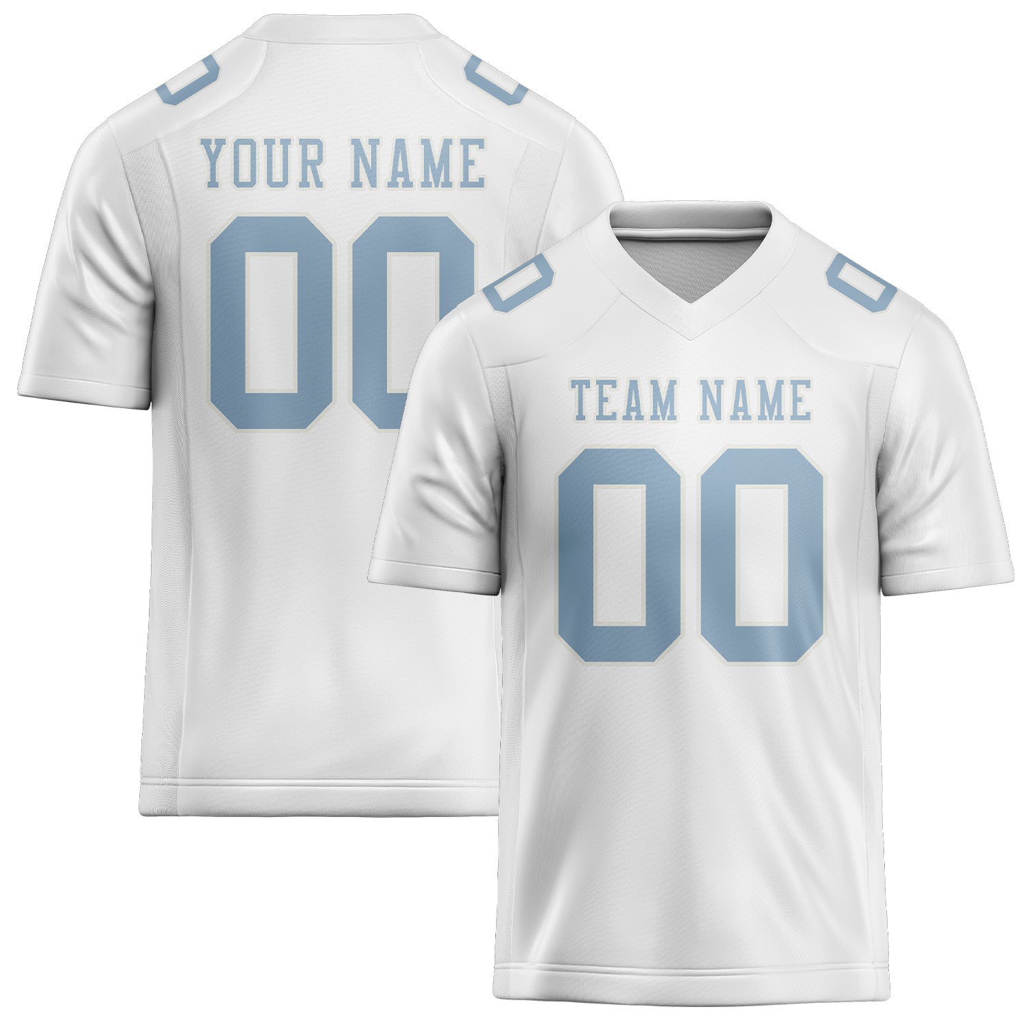 Maillot de football personnalisé blanc et bleu clair