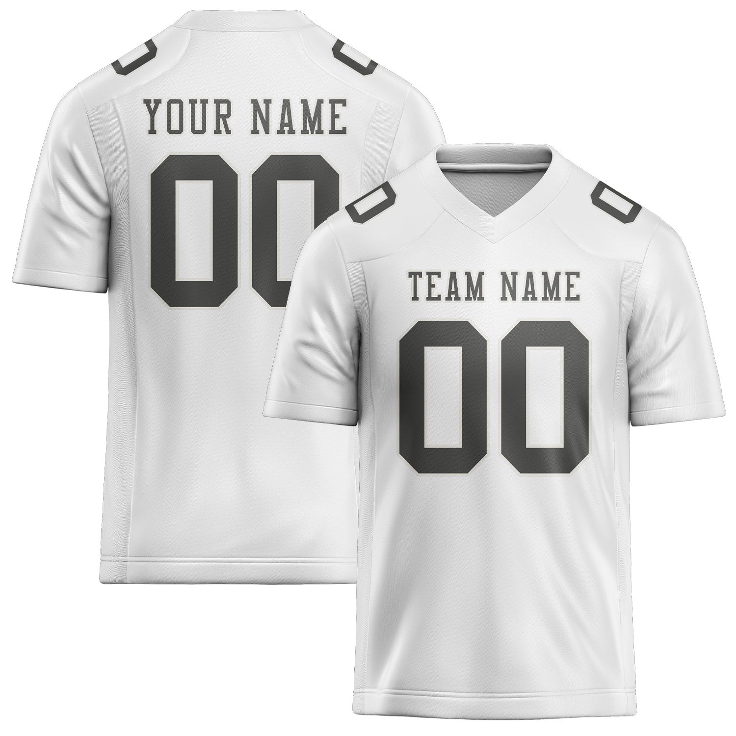 Maillot de football personnalisé blanc et gris foncé