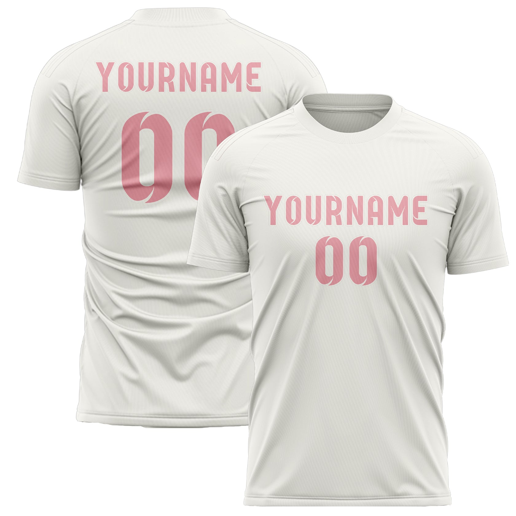 Maillot de football personnalisé blanc et rose clair
