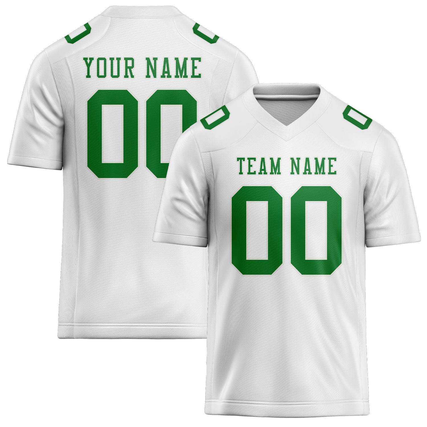 Maillot de football personnalisé blanc et vert émeraude