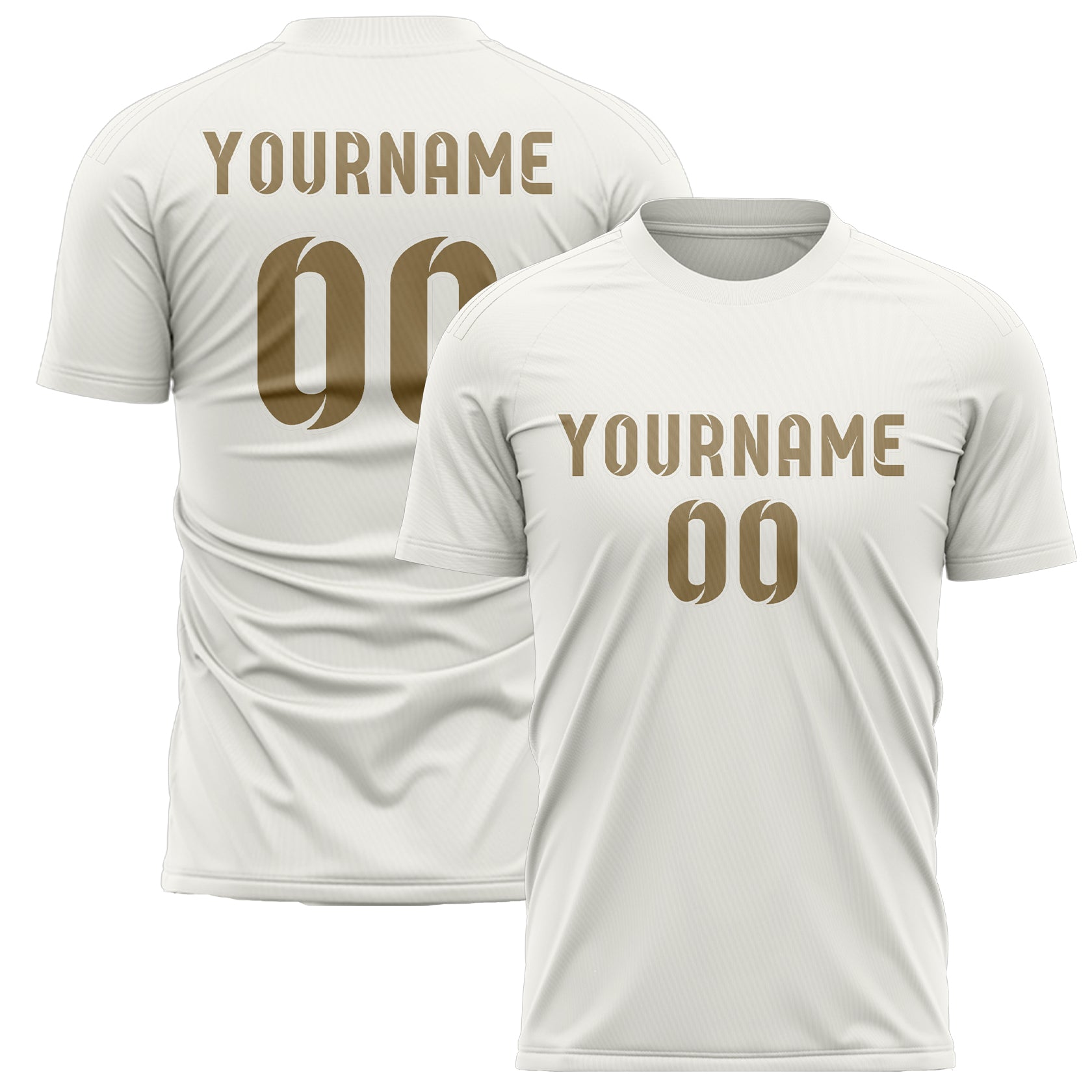 Maillot de football personnalisé blanc et kaki clair