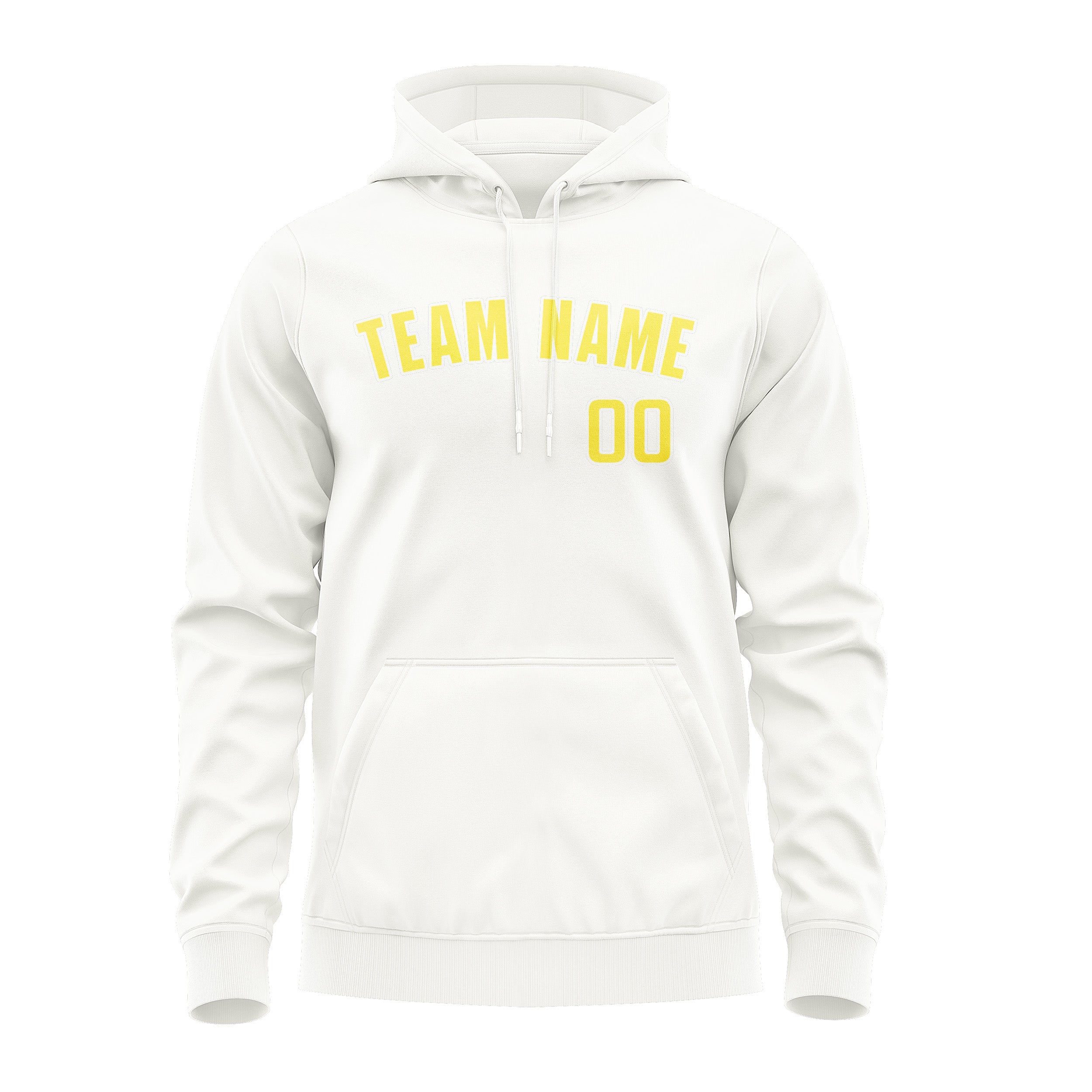 Sweat à capuche blanc et jaune clair personnalisé 