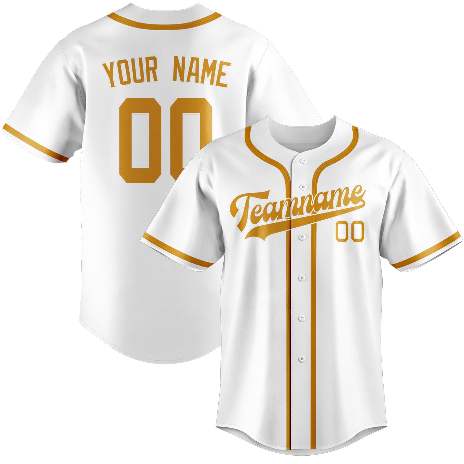 Maillot de baseball personnalisé blanc et jaune
