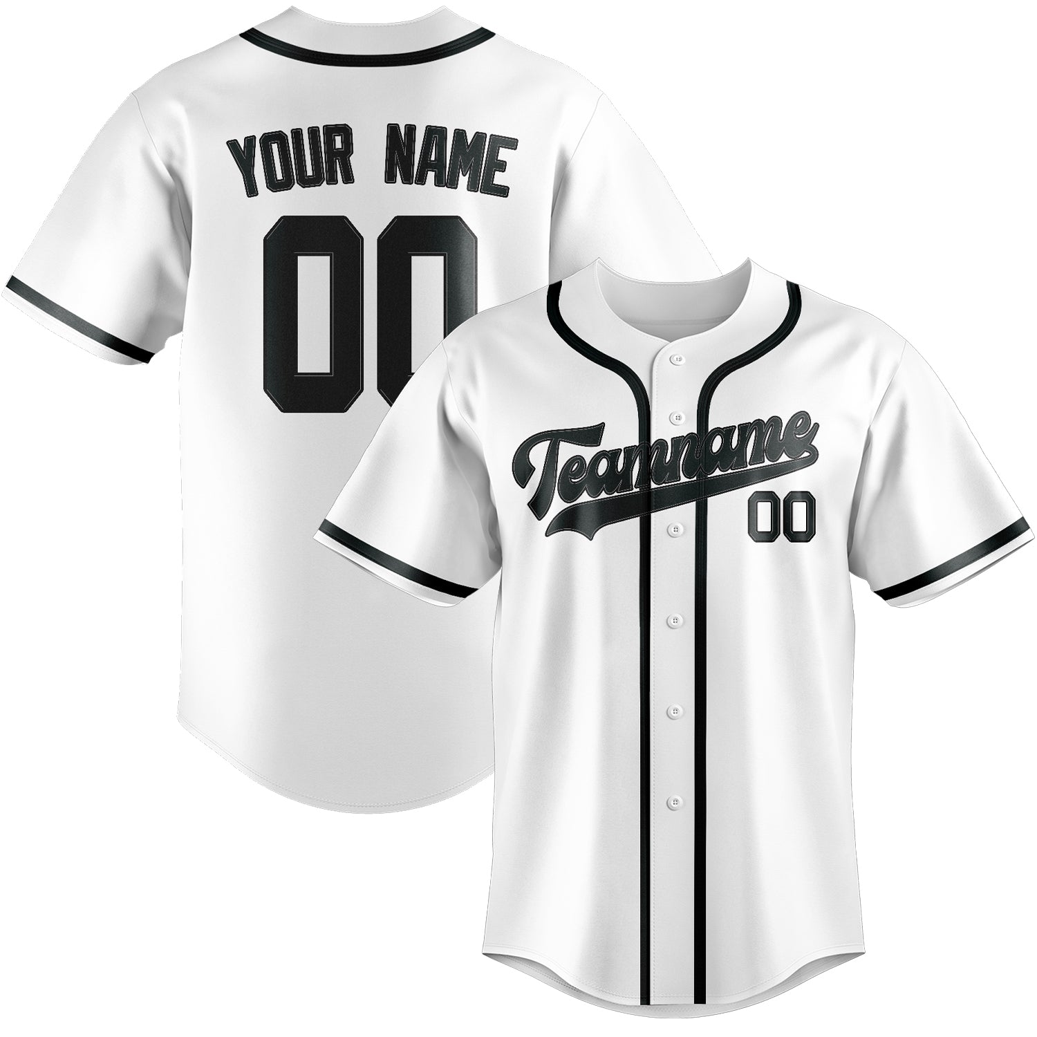 Maillot de baseball personnalisé blanc et gris foncé