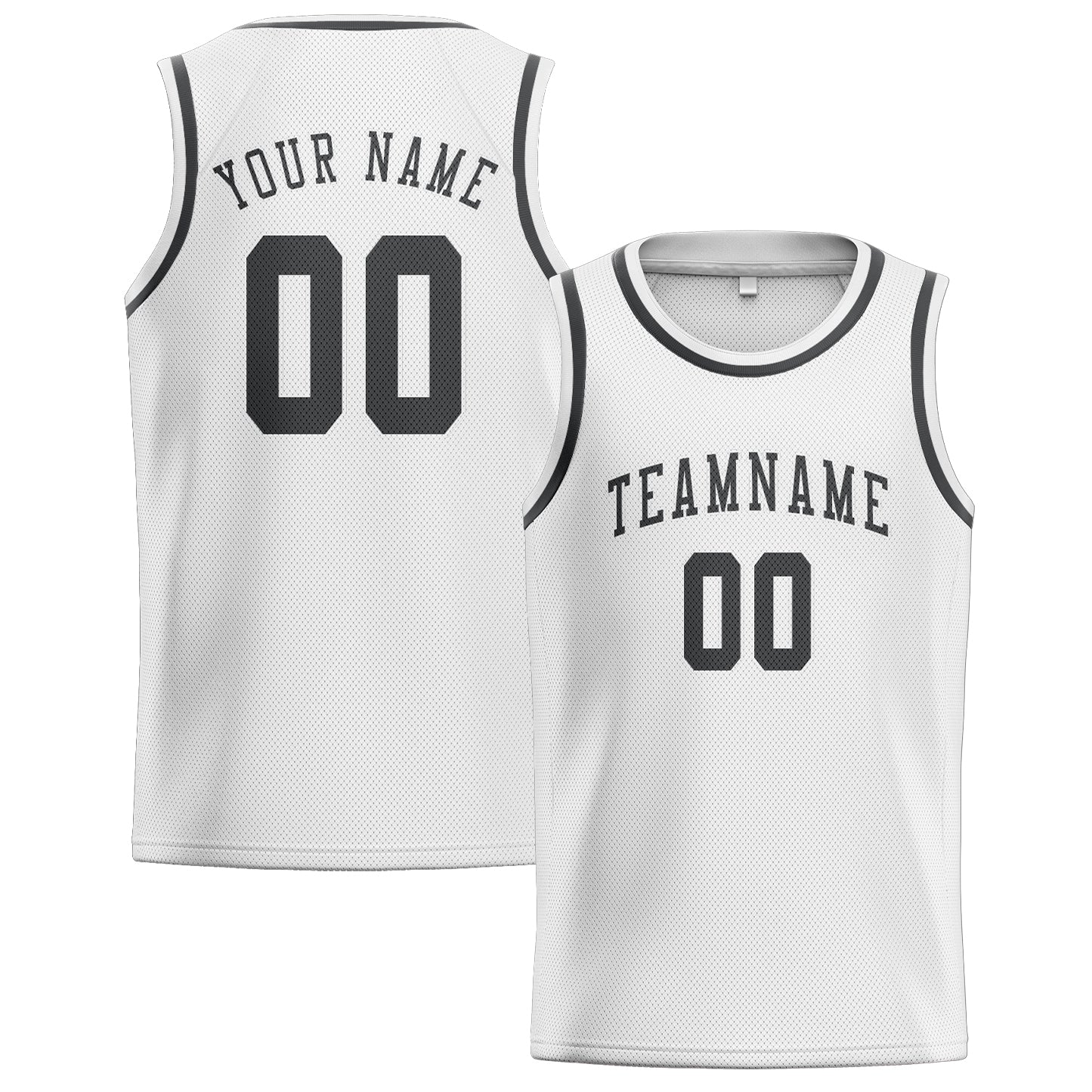 Maillot de basketball personnalisé blanc et gris foncé