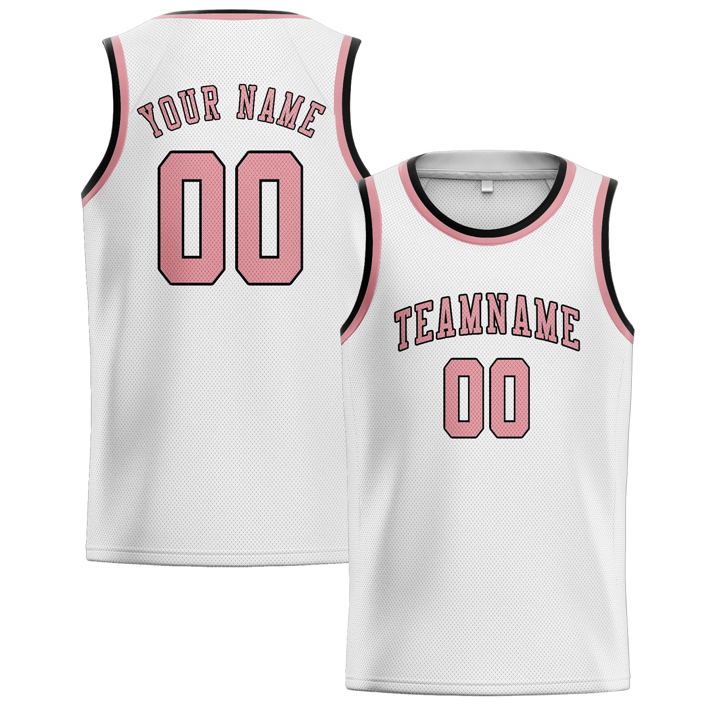 Maillot de basketball personnalisé blanc et rose clair