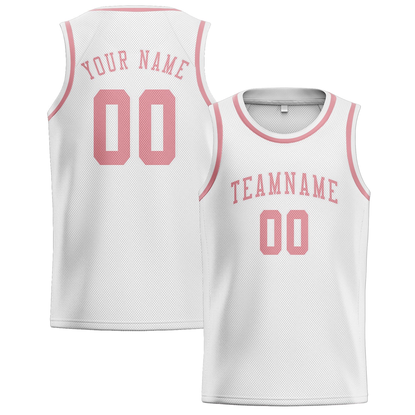 Maillot de basketball personnalisé blanc et rose clair