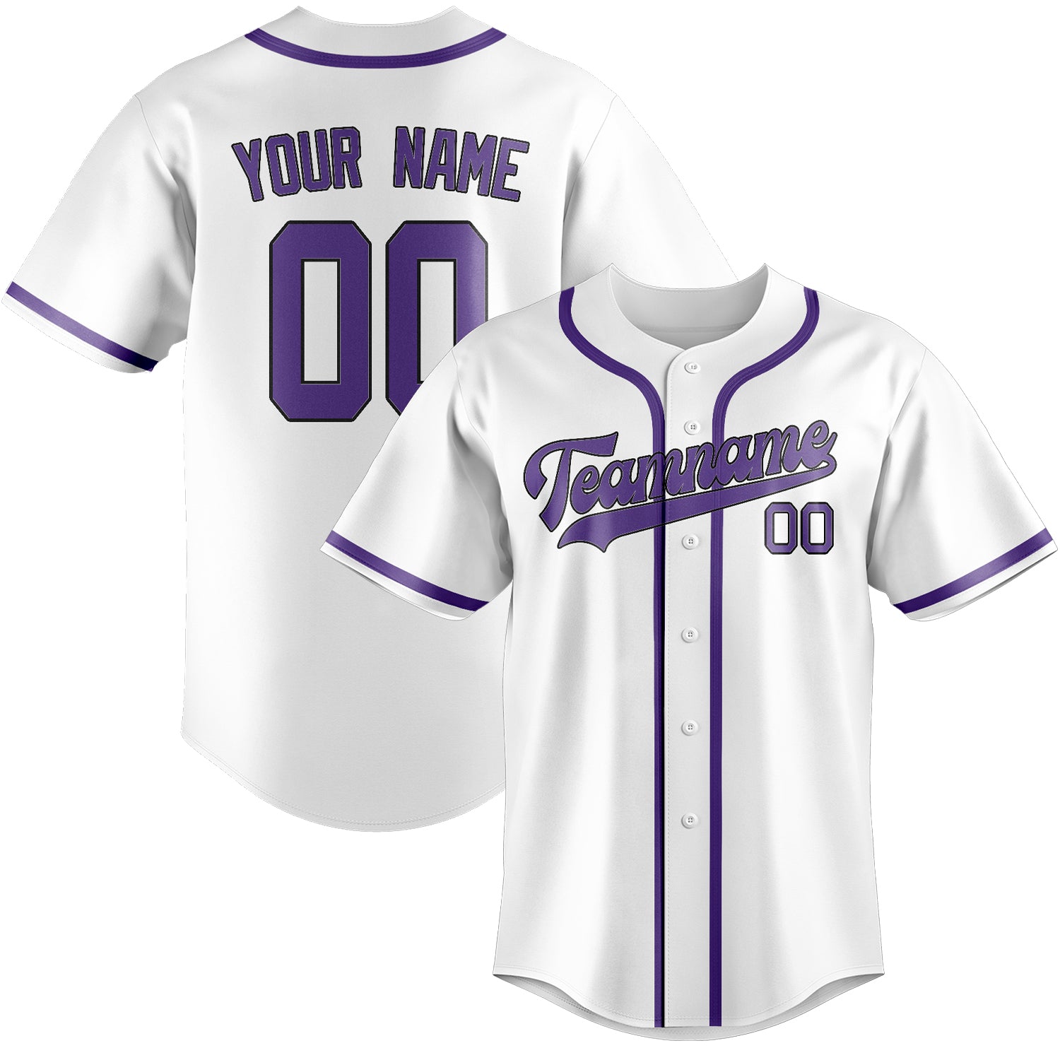 Maillot de baseball personnalisé blanc et violet clair