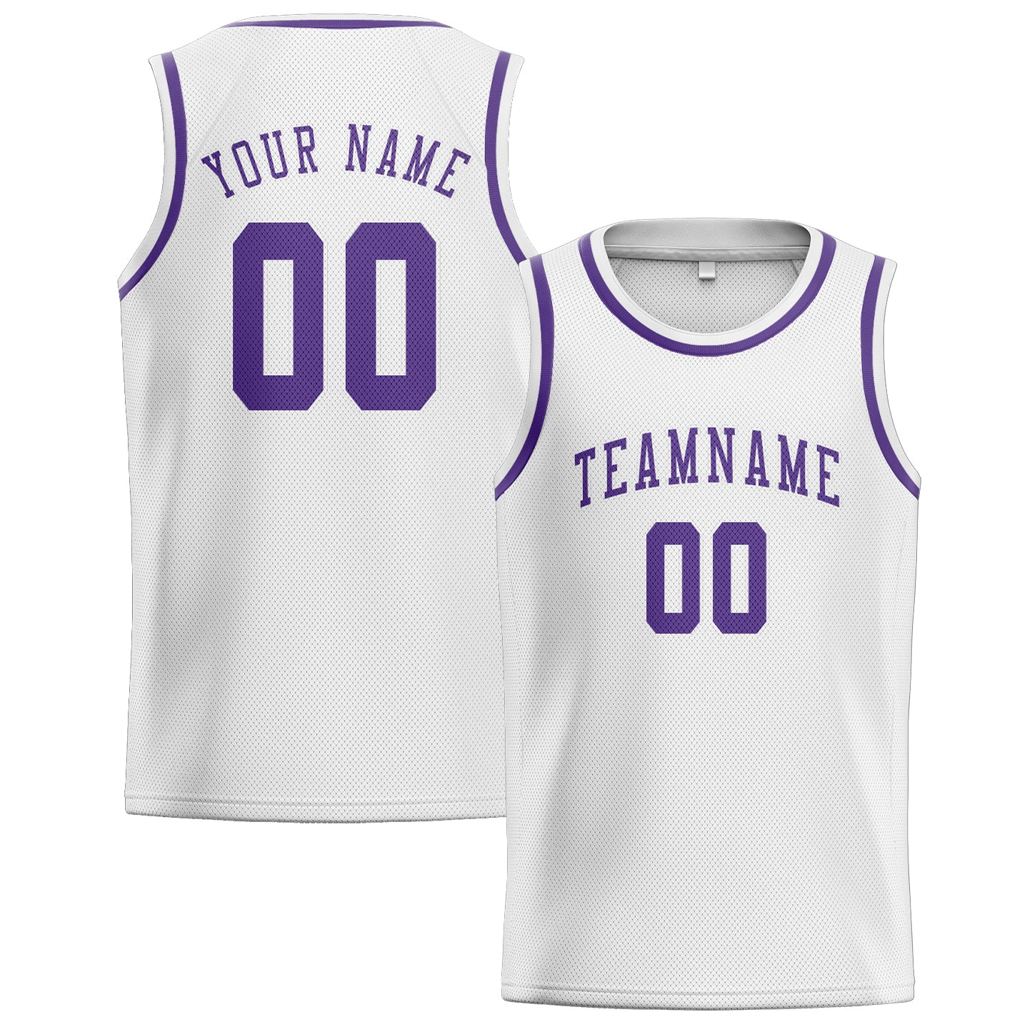 Maillot de basketball personnalisé blanc et violet clair