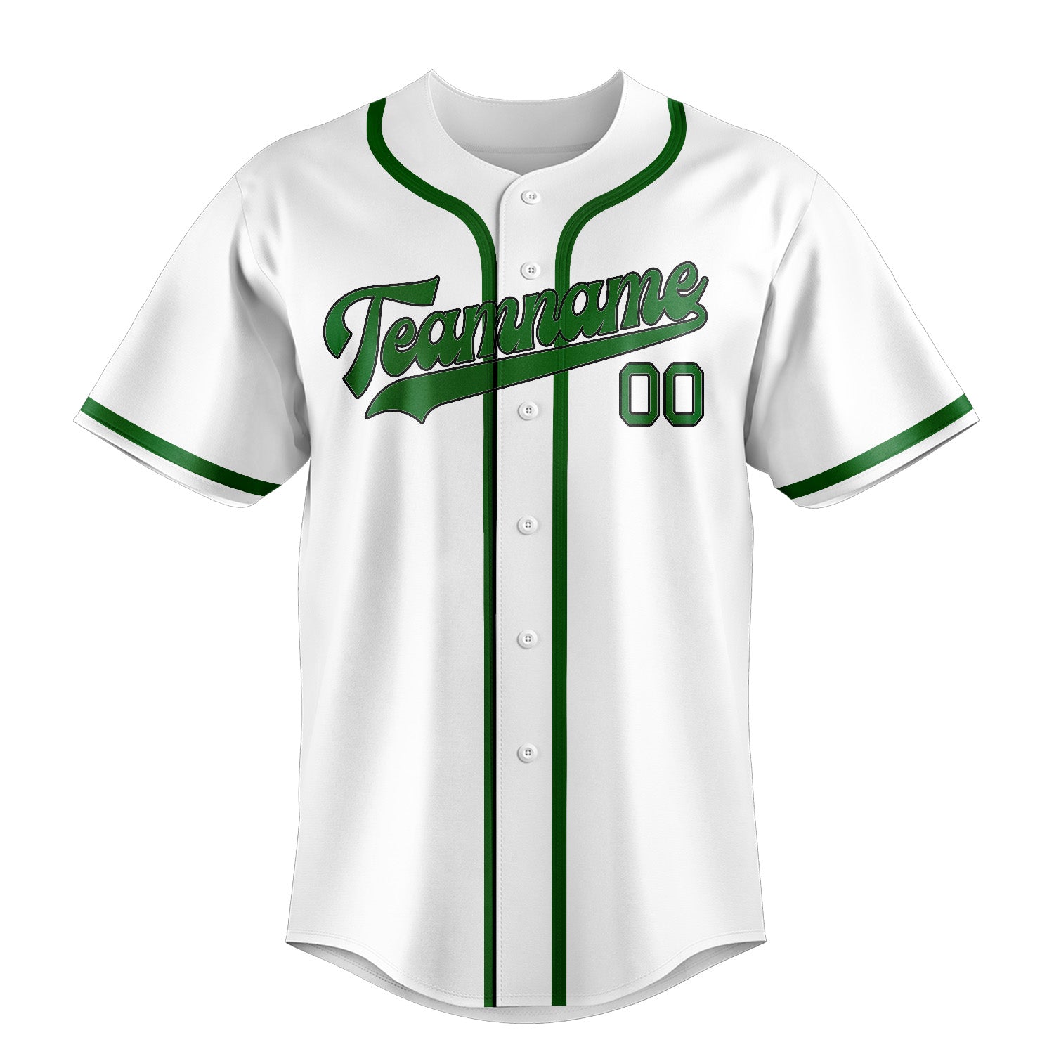 Maillot de baseball personnalisé blanc et vert émeraude