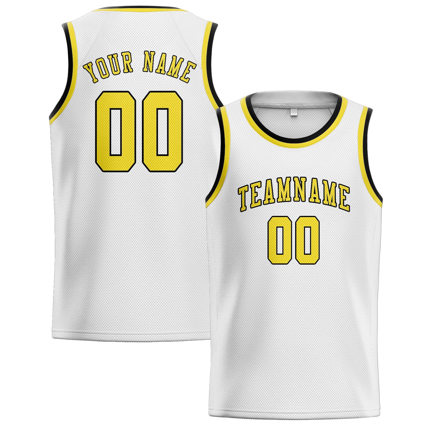 Maillot de basketball personnalisé blanc et jaune clair