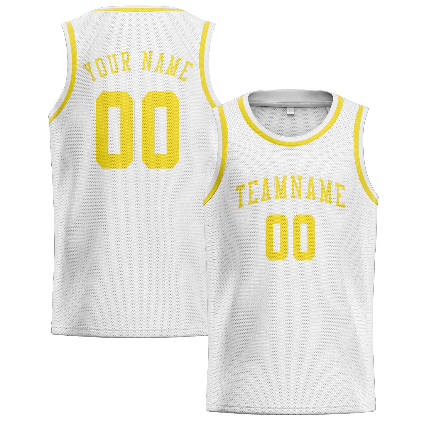 Maillot de basketball personnalisé blanc et jaune clair