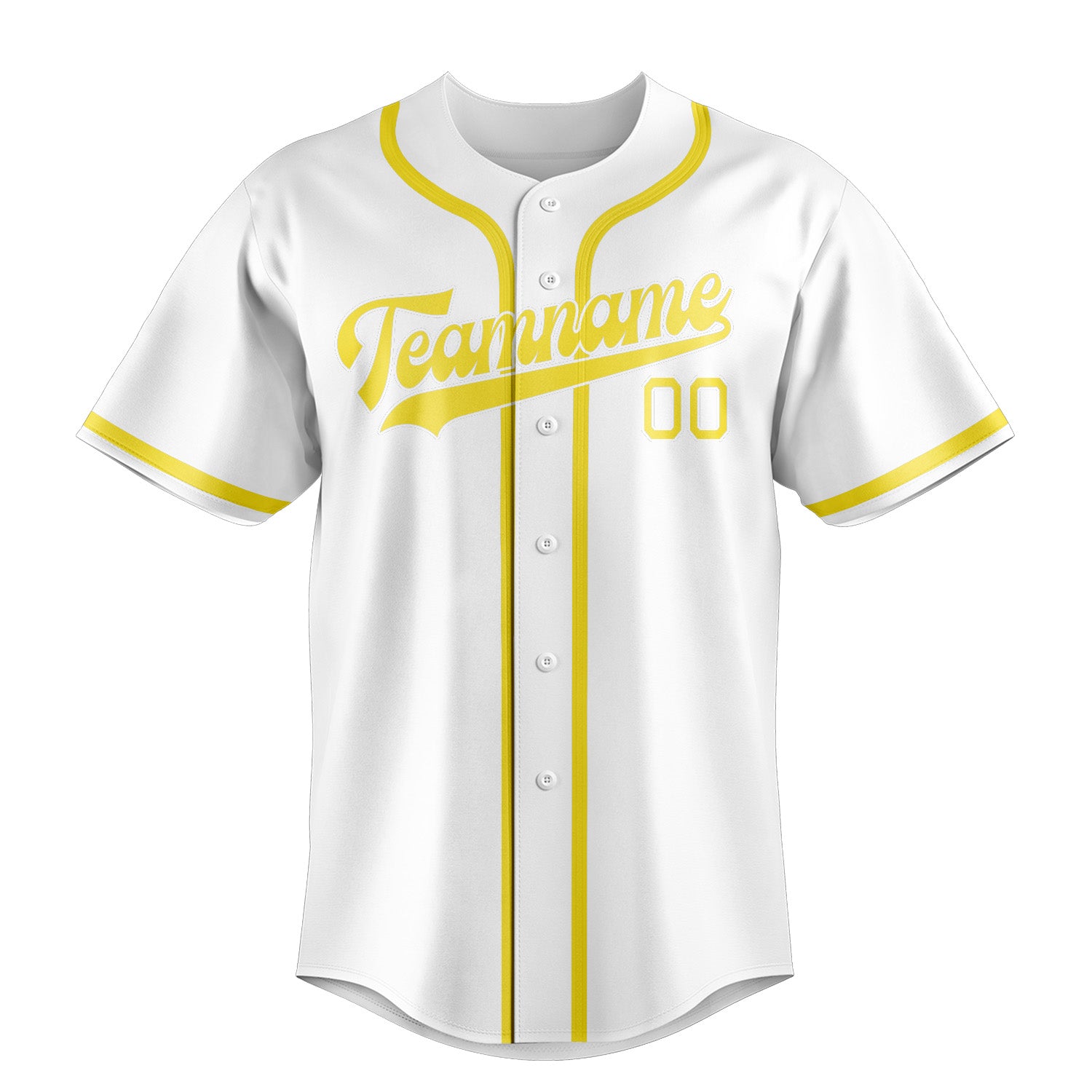 Maillot de baseball personnalisé blanc et jaune clair
