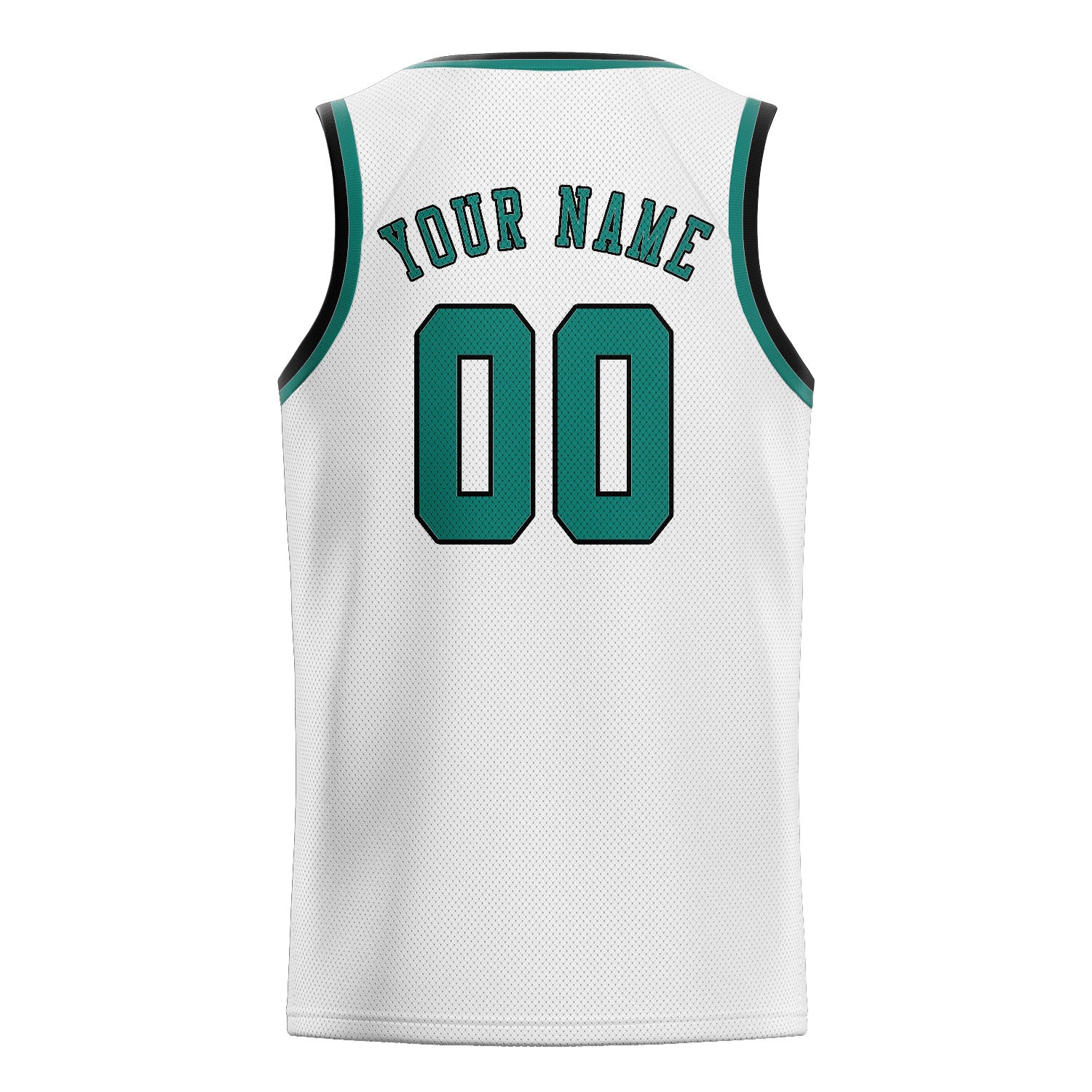 Maillot de basketball personnalisé blanc, bleu et vert